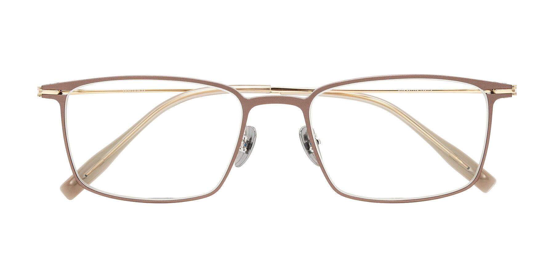 Folded Front of Ayla in Brown/Gold with Clear Eyeglass Lenses