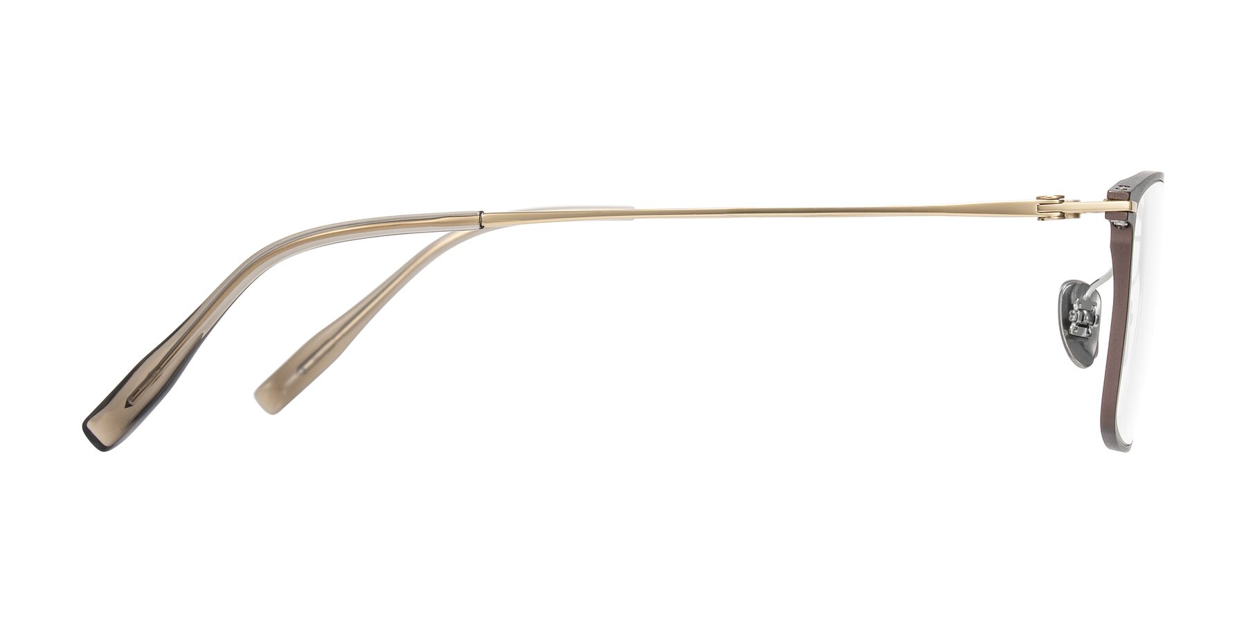 Side of Ayla in Brown/Gold with Clear Eyeglass Lenses