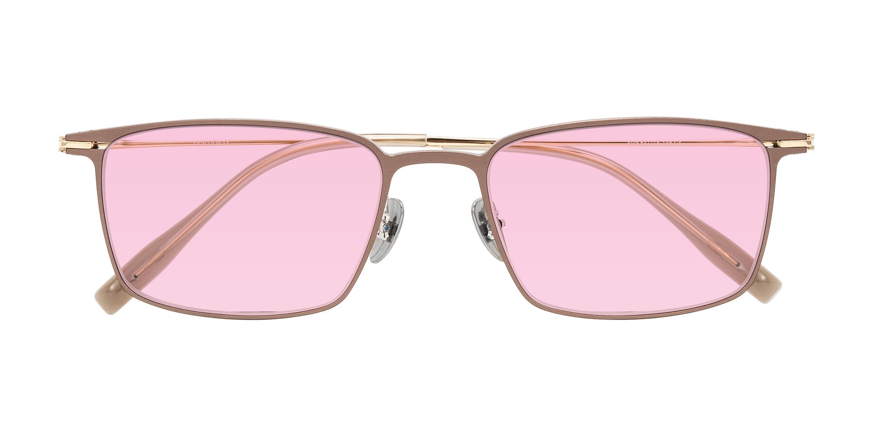 Folded Front of Ayla in Brown/Gold with Light Pink Tinted Lenses