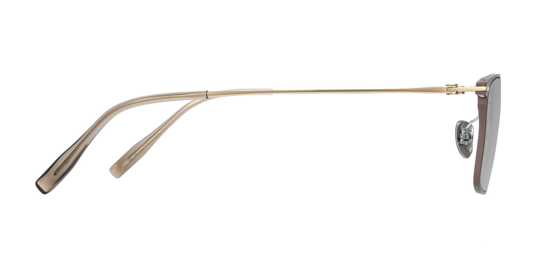 Side of Ayla in Brown/Gold with Light Gray Tinted Lenses