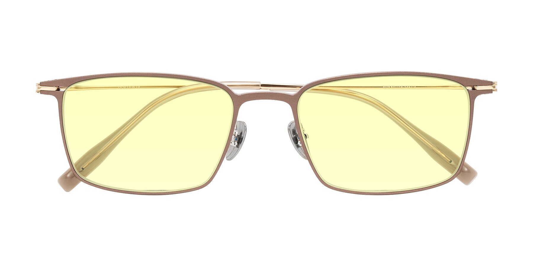 Folded Front of Ayla in Brown/Gold with Light Yellow Tinted Lenses