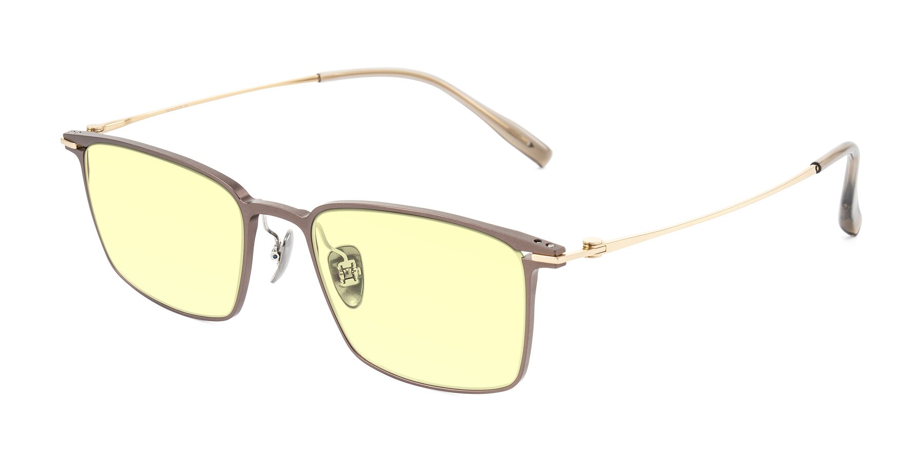 Angle of Ayla in Brown/Gold with Light Yellow Tinted Lenses