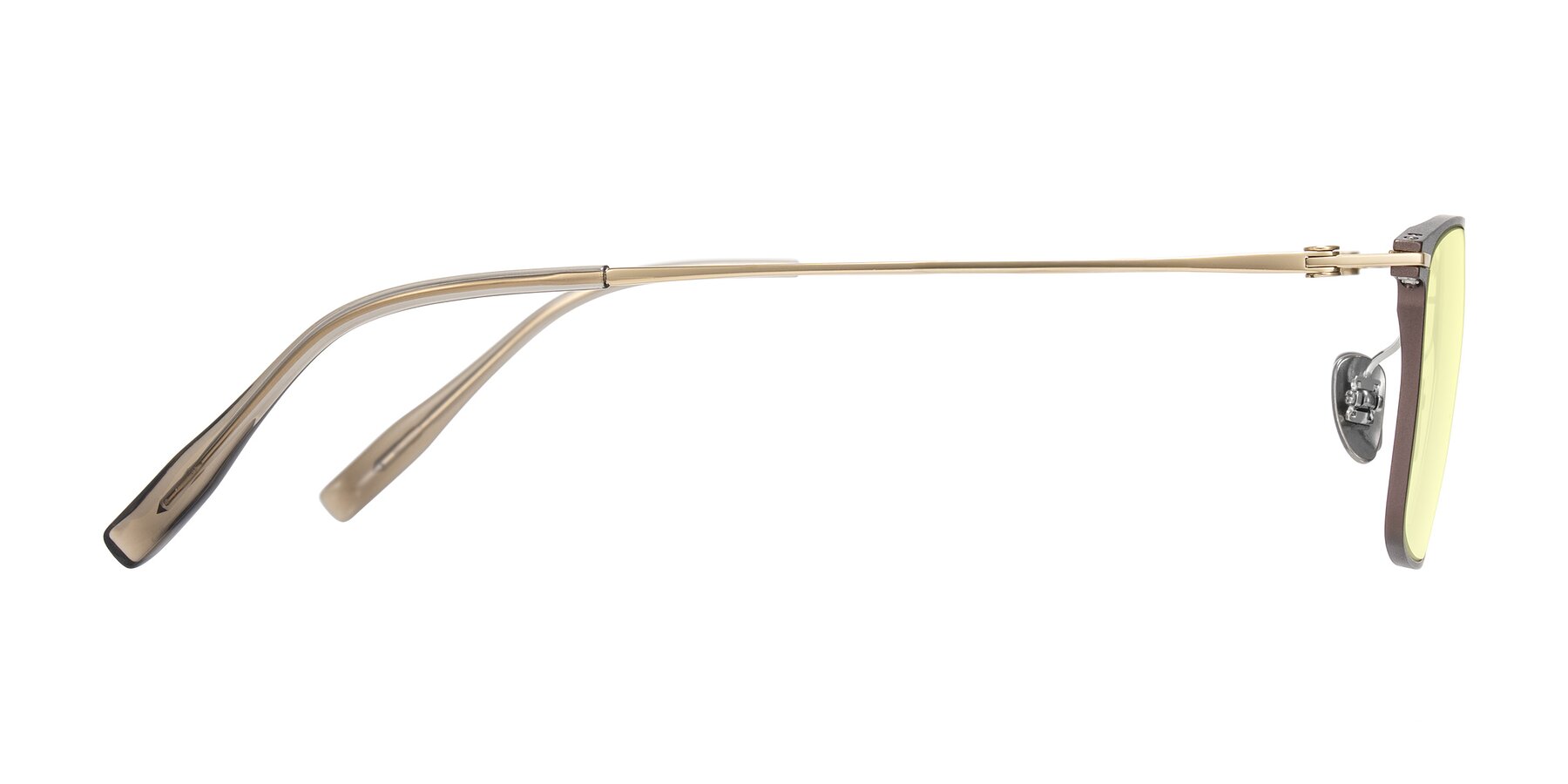 Side of Ayla in Brown/Gold with Light Yellow Tinted Lenses