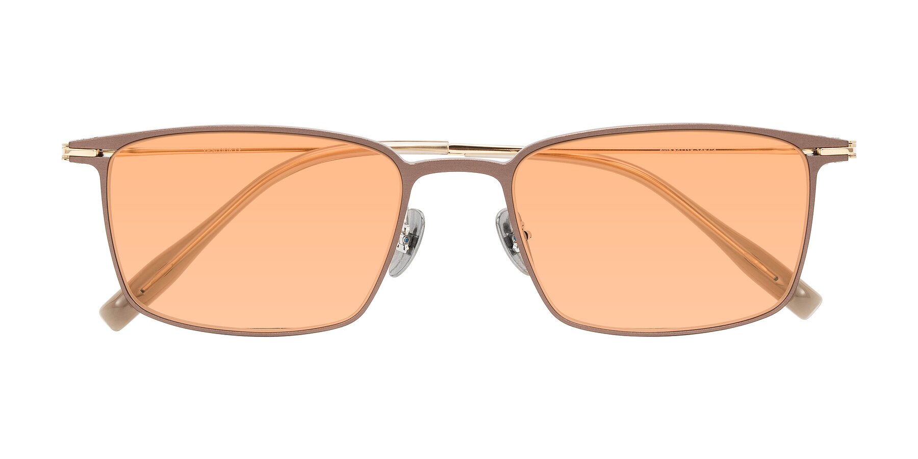 Folded Front of Ayla in Brown/Gold with Light Orange Tinted Lenses