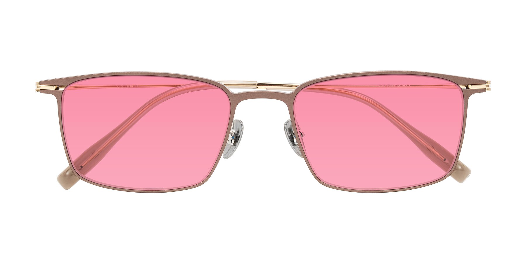 Folded Front of Ayla in Brown/Gold with Pink Tinted Lenses