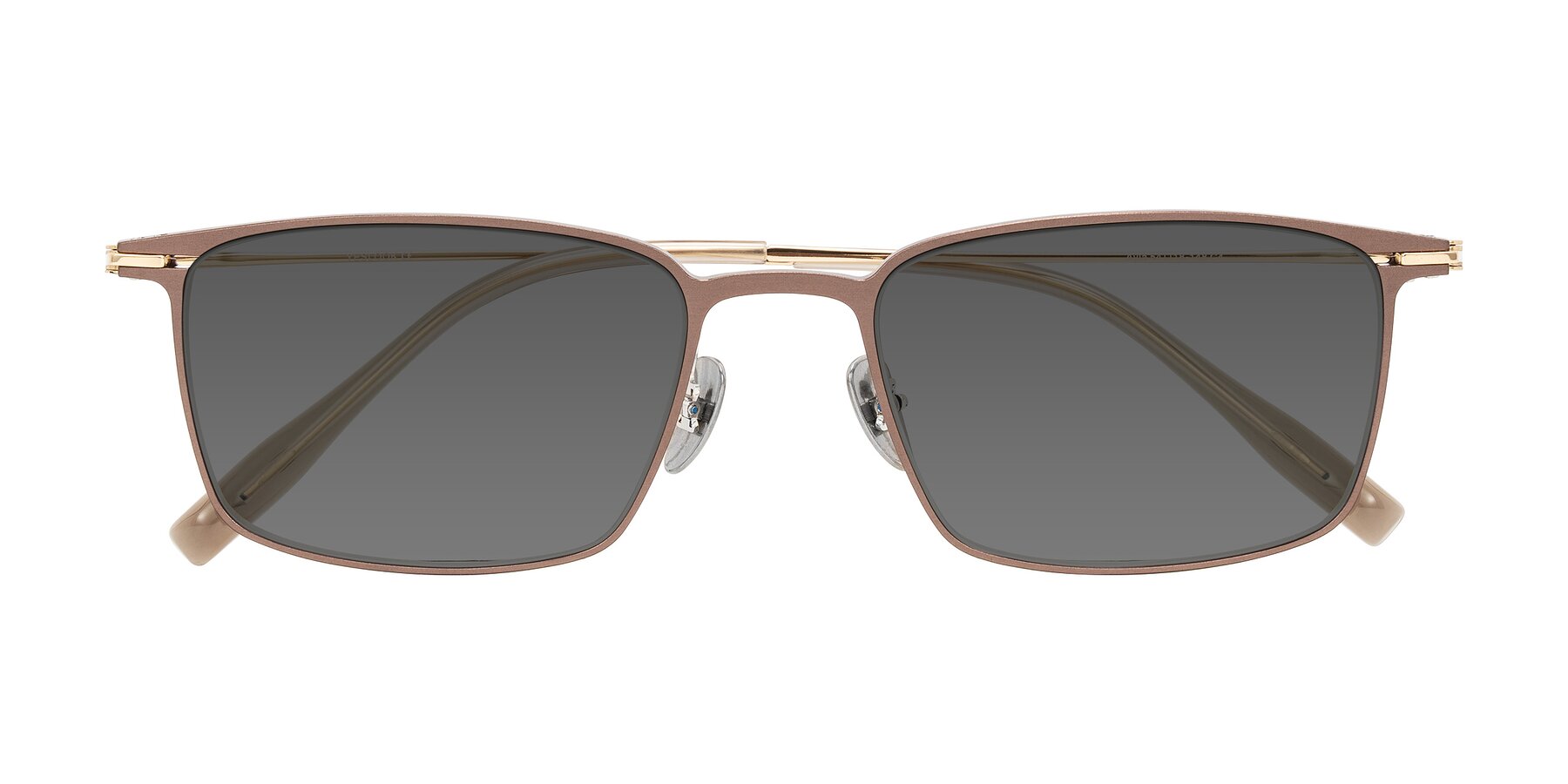 Folded Front of Ayla in Brown/Gold with Medium Gray Tinted Lenses