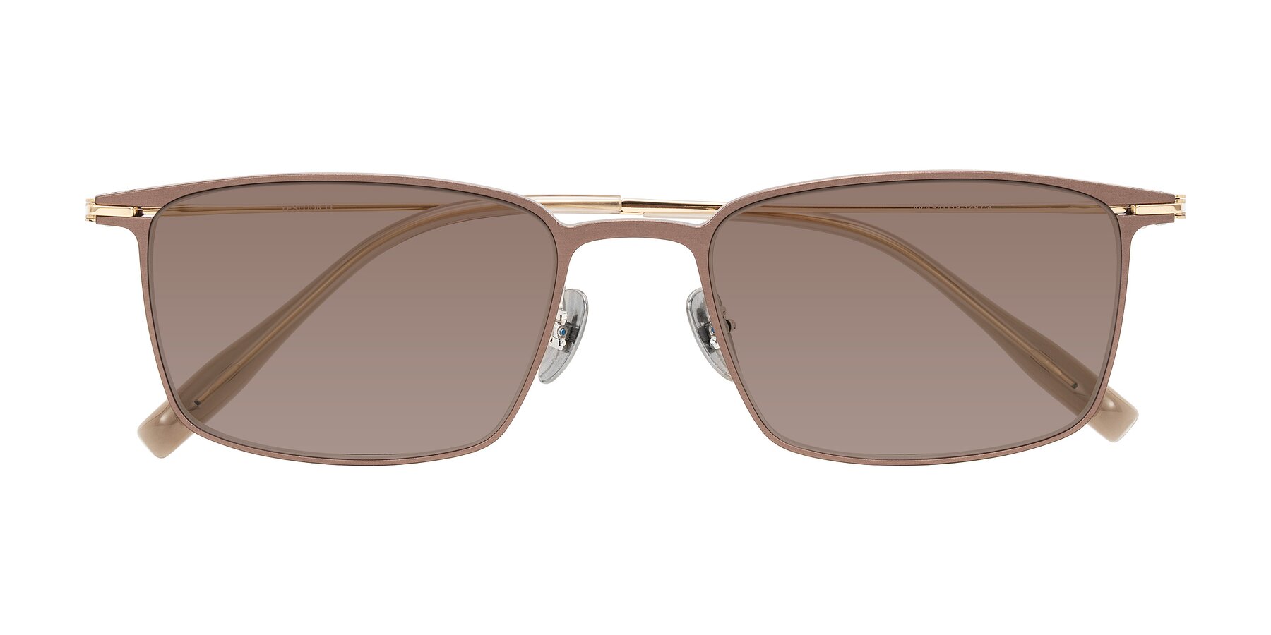 Folded Front of Ayla in Brown/Gold with Medium Brown Tinted Lenses