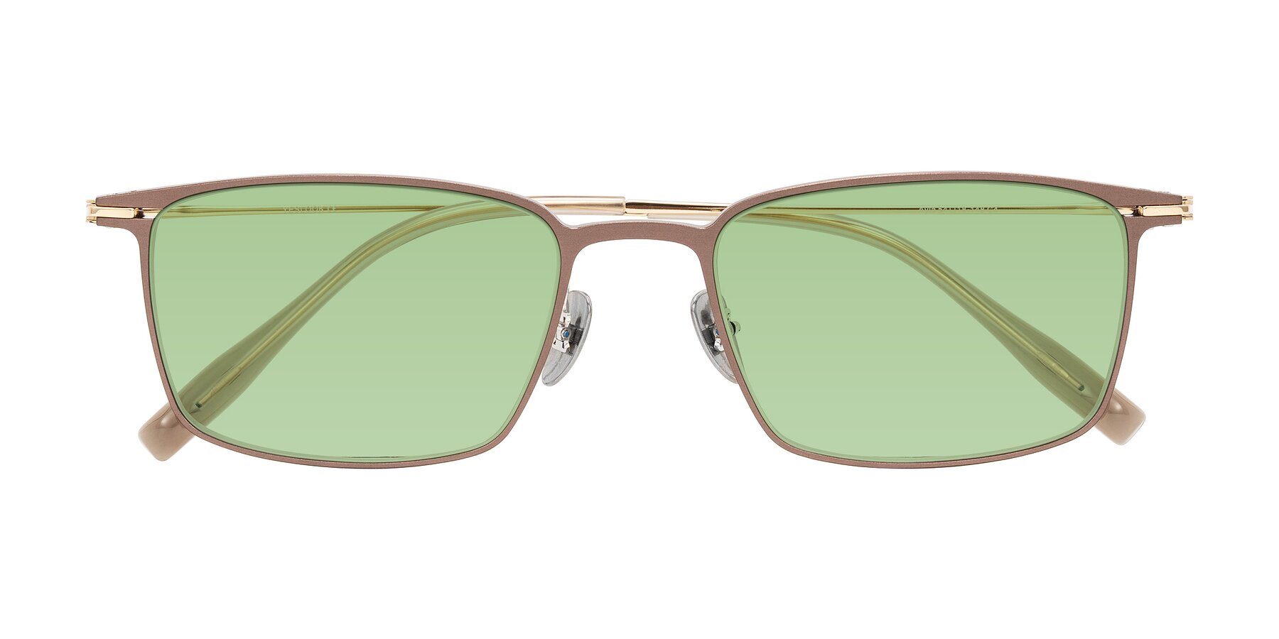 Folded Front of Ayla in Brown/Gold with Medium Green Tinted Lenses