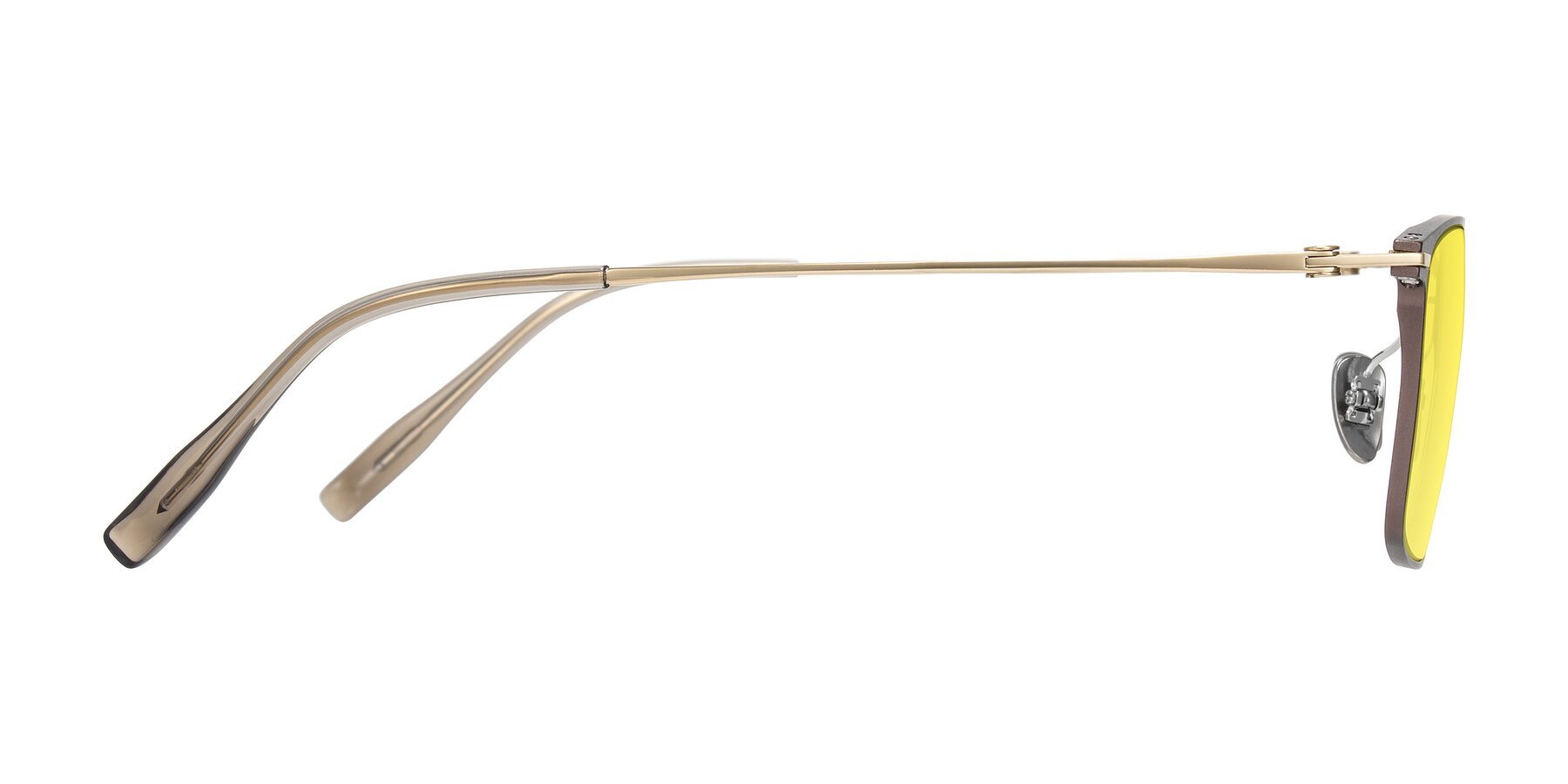 Side of Ayla in Brown/Gold with Medium Yellow Tinted Lenses
