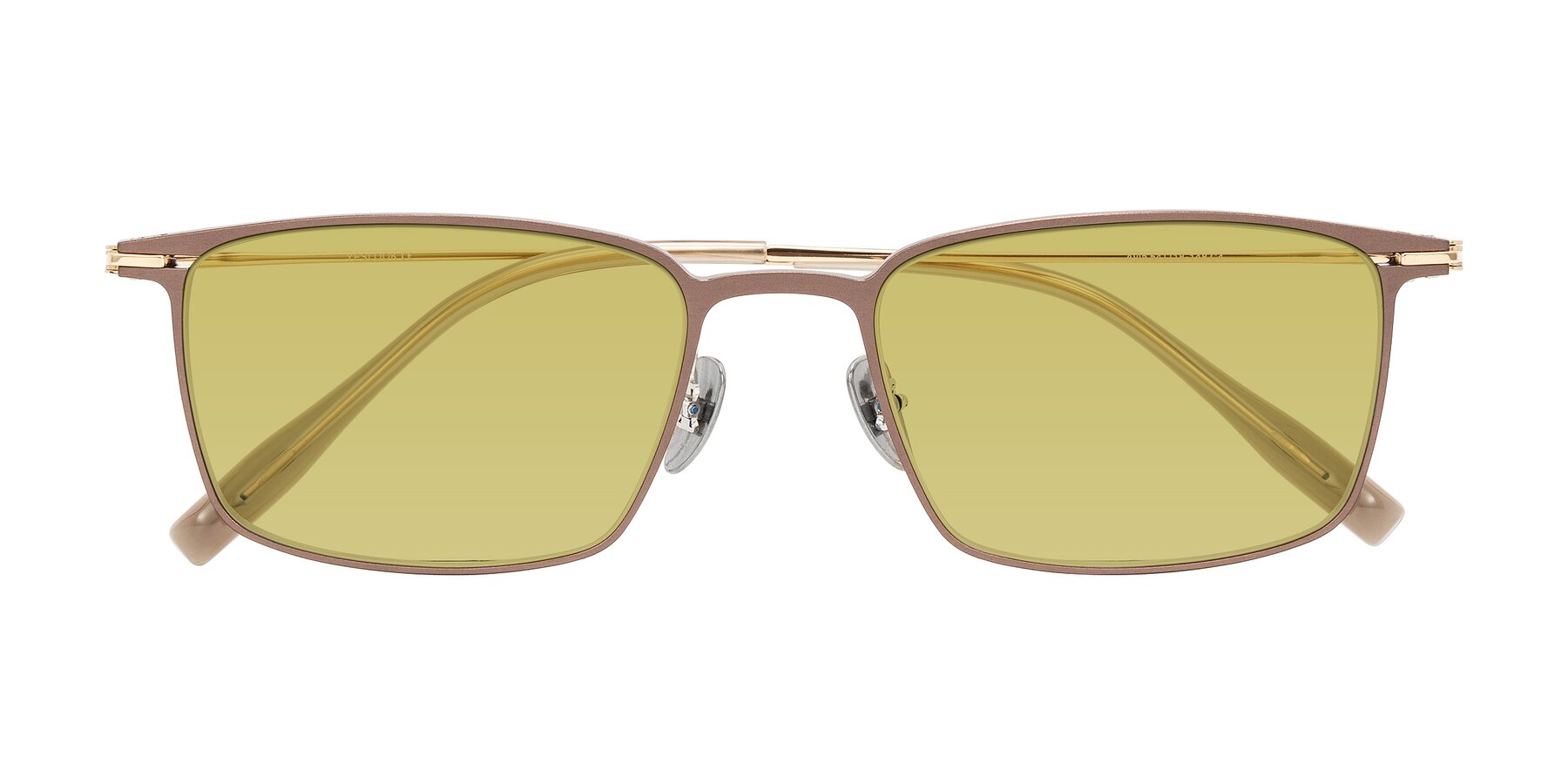Folded Front of Ayla in Brown/Gold with Medium Champagne Tinted Lenses