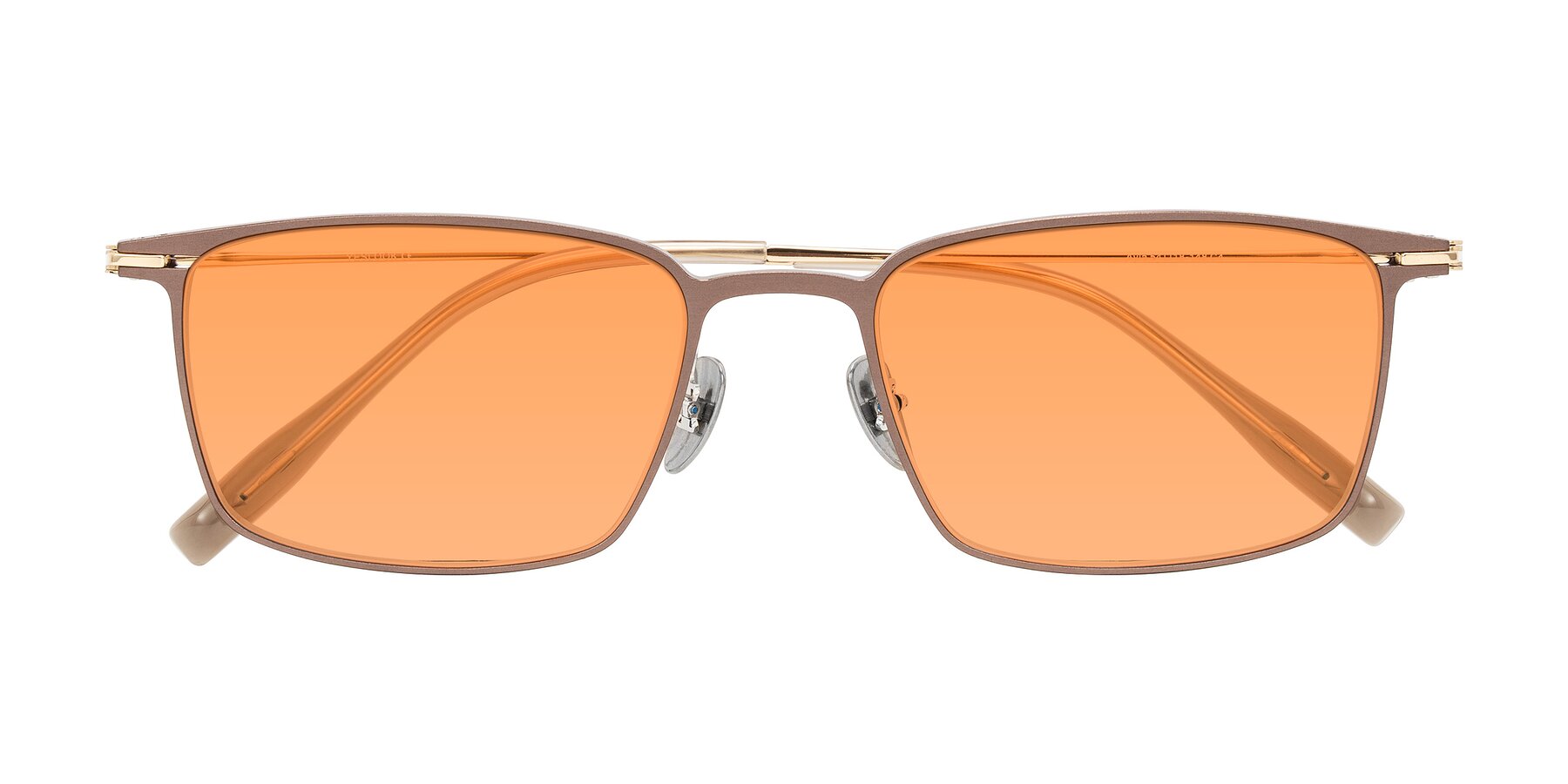 Folded Front of Ayla in Brown/Gold with Medium Orange Tinted Lenses
