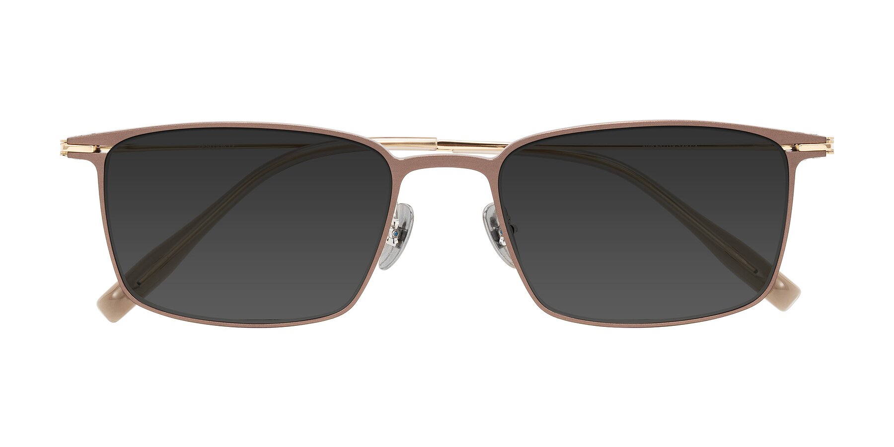 Folded Front of Ayla in Brown/Gold with Gray Tinted Lenses