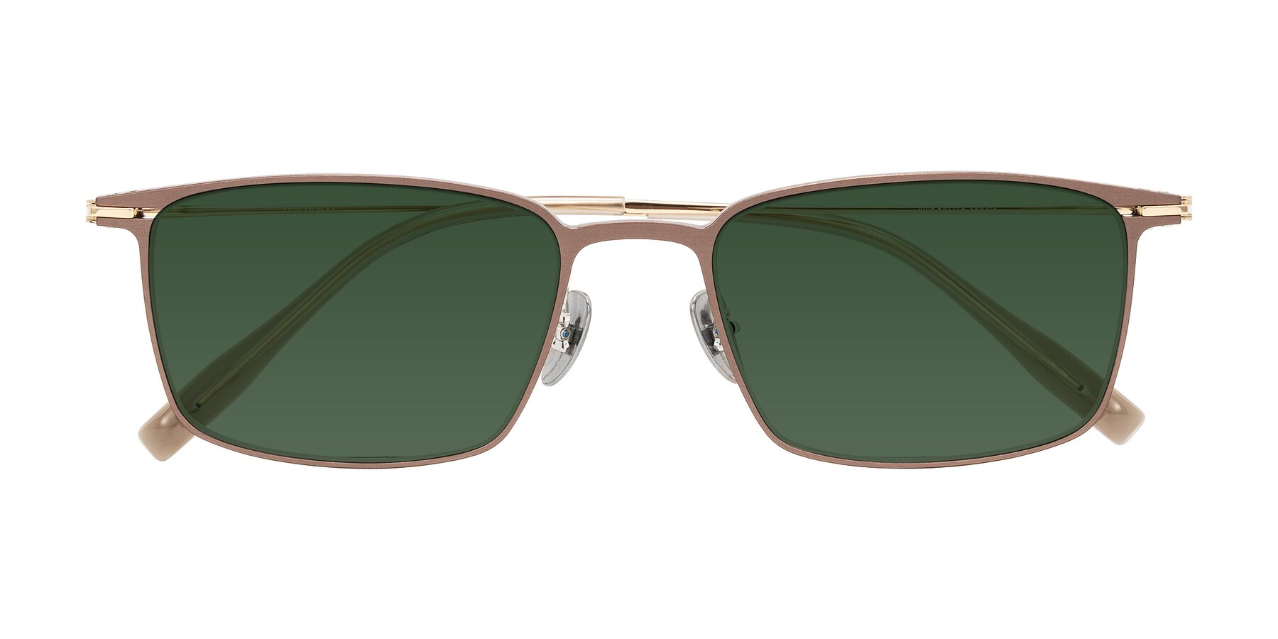 Folded Front of Ayla in Brown/Gold with Green Tinted Lenses