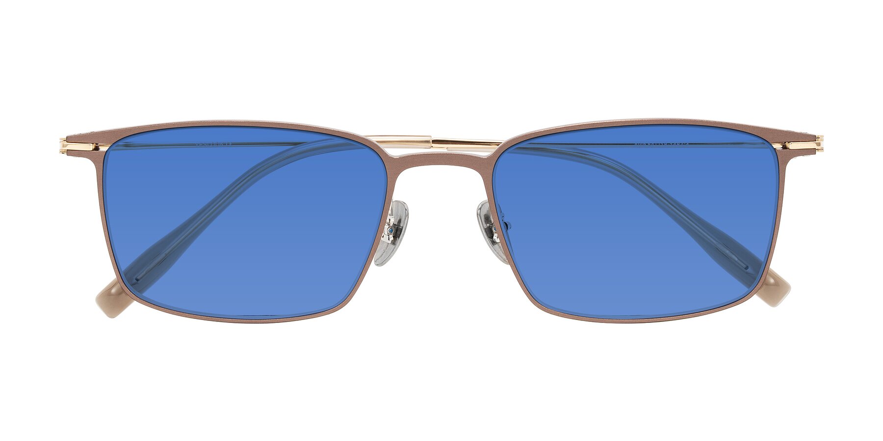 Folded Front of Ayla in Brown/Gold with Blue Tinted Lenses