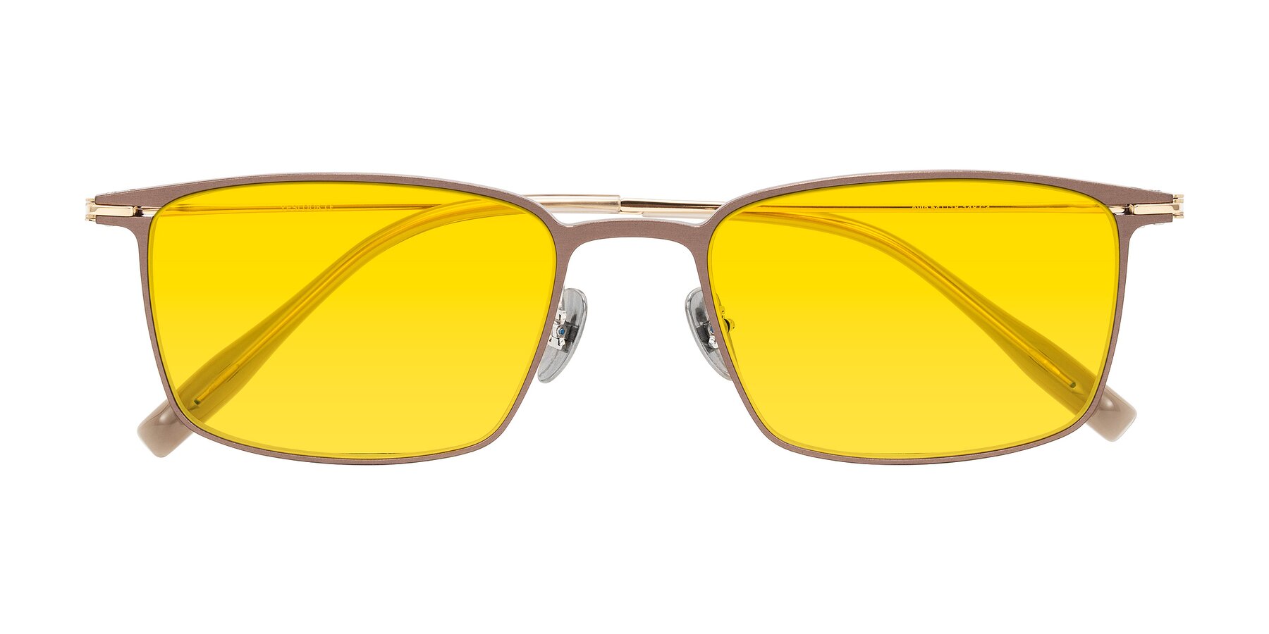 Folded Front of Ayla in Brown/Gold with Yellow Tinted Lenses