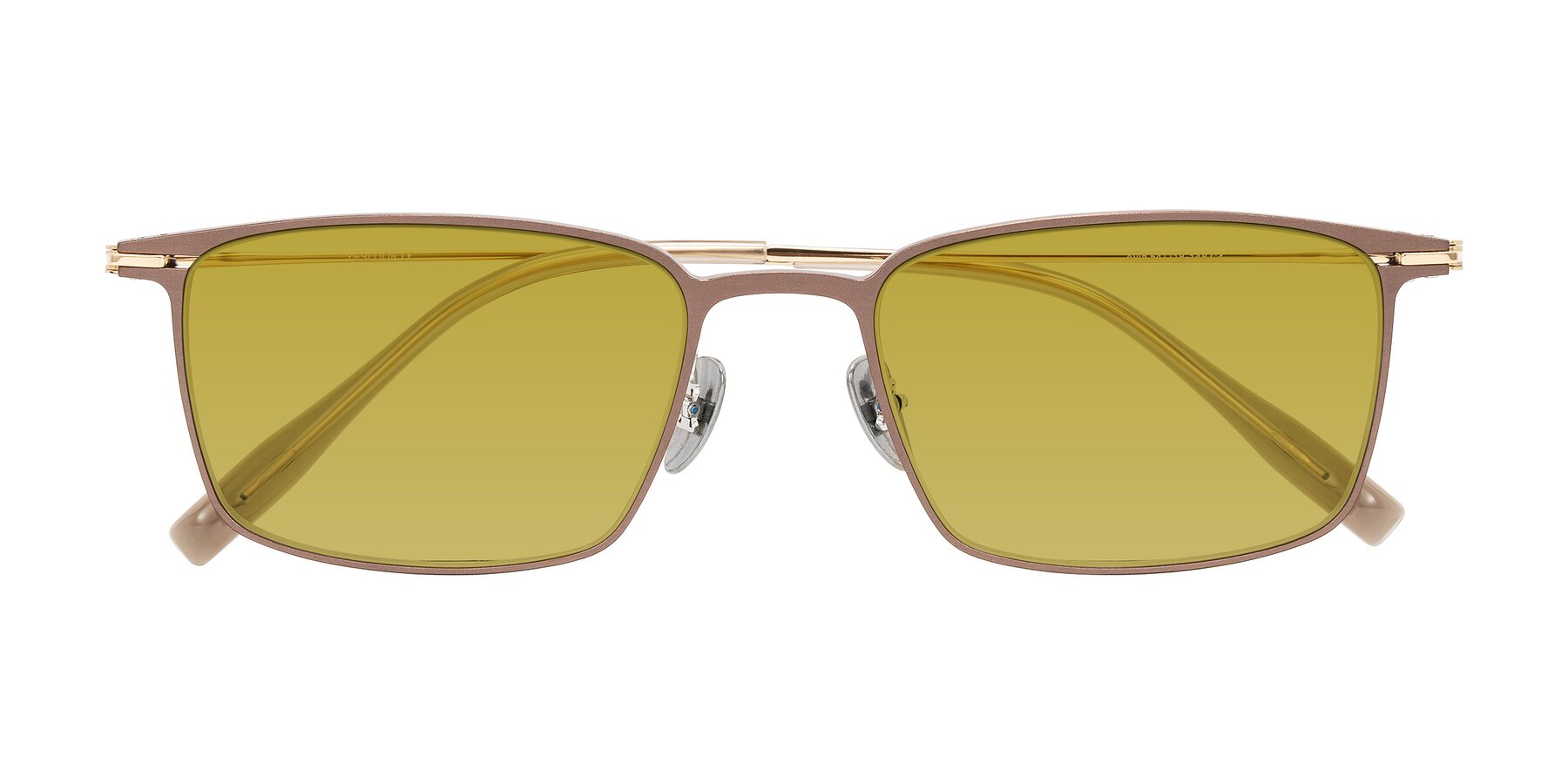 Folded Front of Ayla in Brown/Gold with Champagne Tinted Lenses