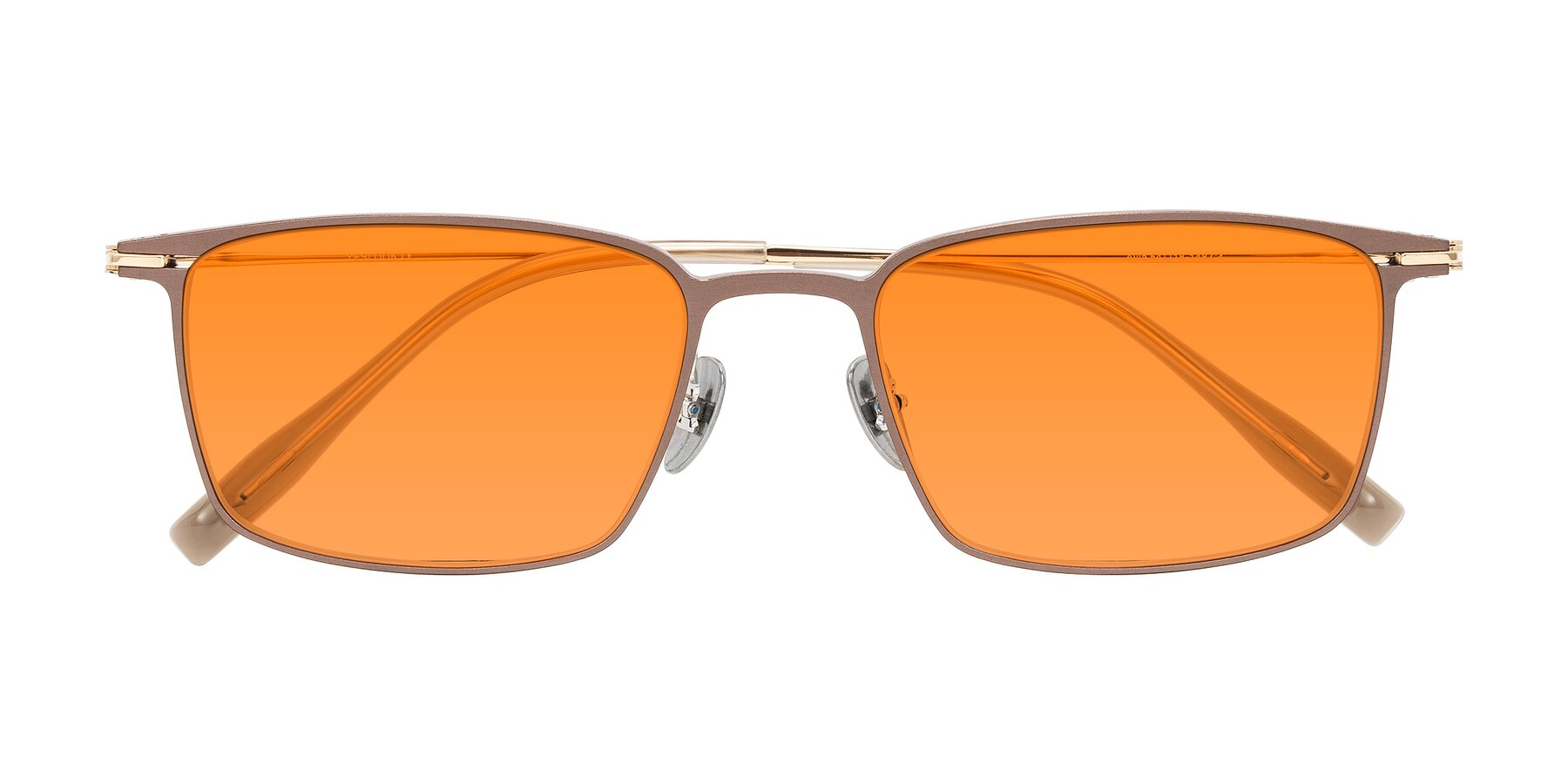 Folded Front of Ayla in Brown/Gold with Orange Tinted Lenses