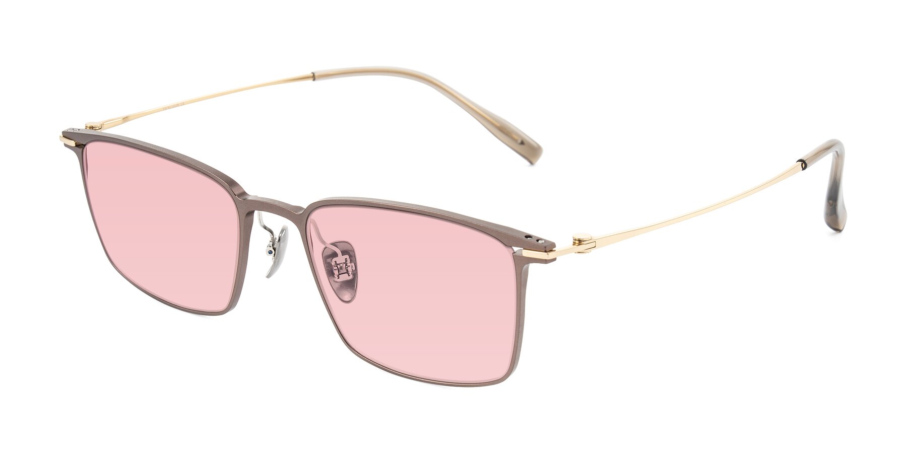Angle of Ayla in Brown/Gold with Light Garnet Tinted Lenses