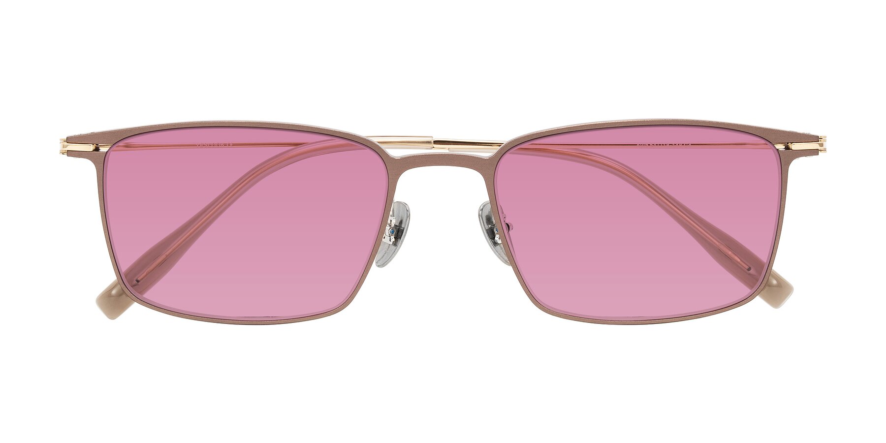 Folded Front of Ayla in Brown/Gold with Medium Wine Tinted Lenses