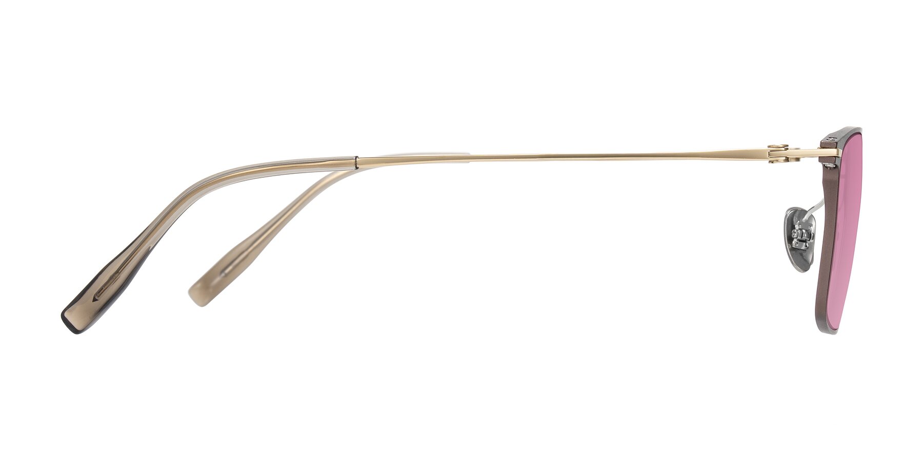 Side of Ayla in Brown/Gold with Medium Wine Tinted Lenses