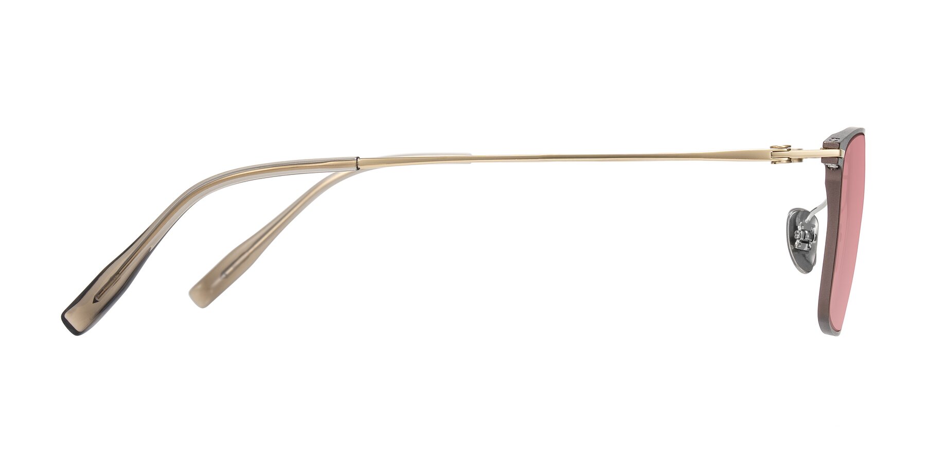 Side of Ayla in Brown/Gold with Medium Garnet Tinted Lenses