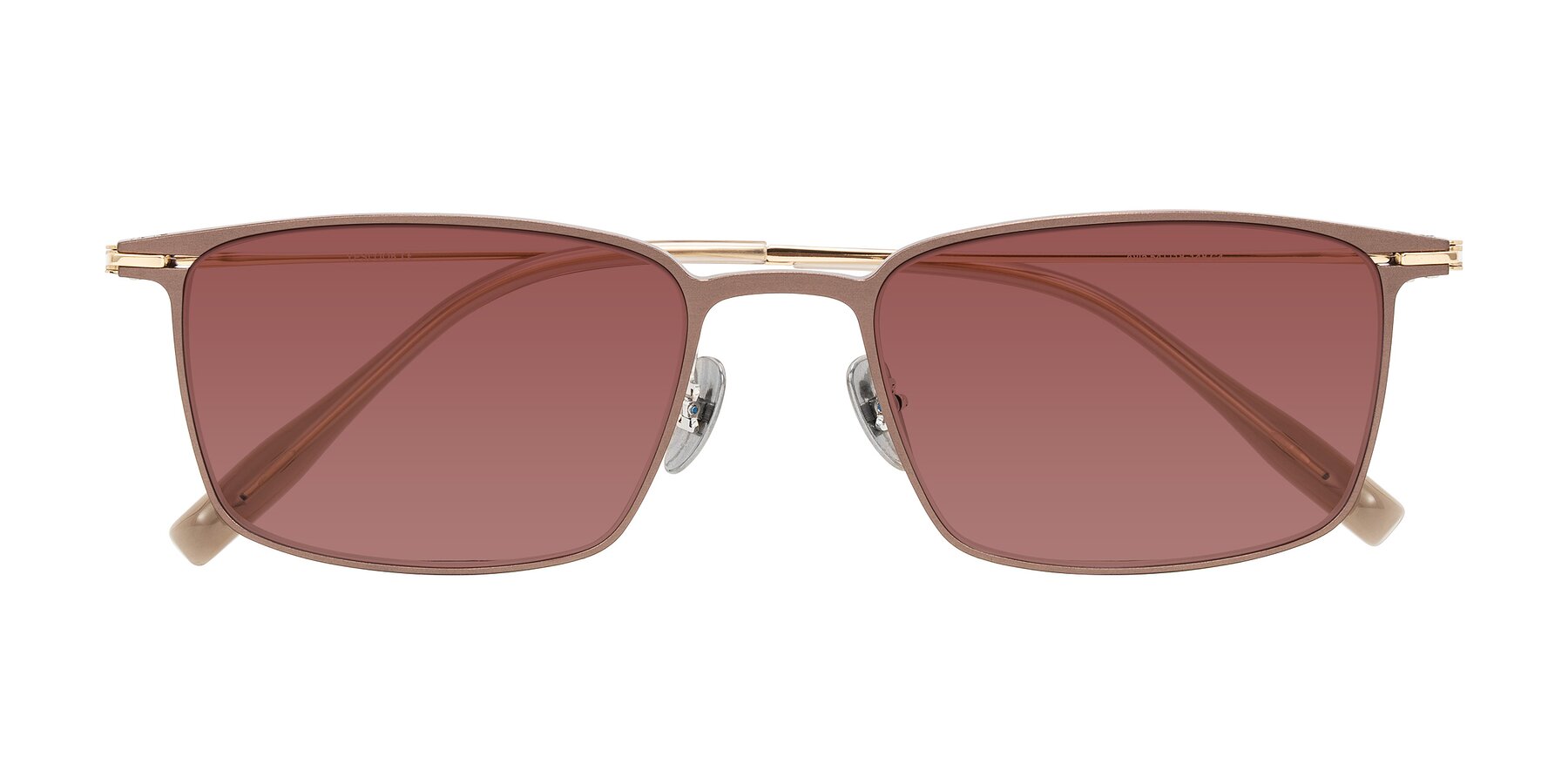 Folded Front of Ayla in Brown/Gold with Garnet Tinted Lenses