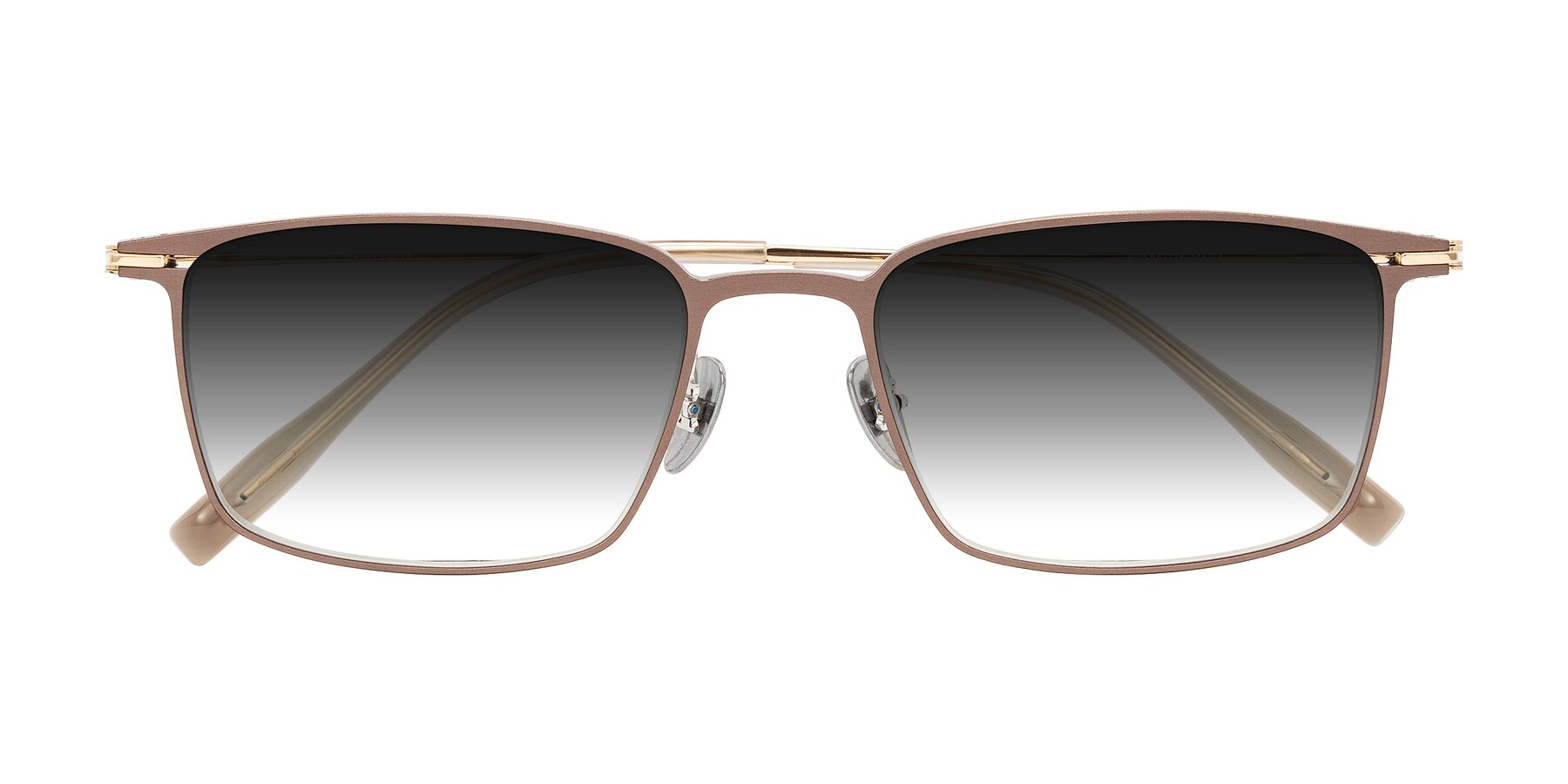 Folded Front of Ayla in Brown/Gold with Gray Gradient Lenses
