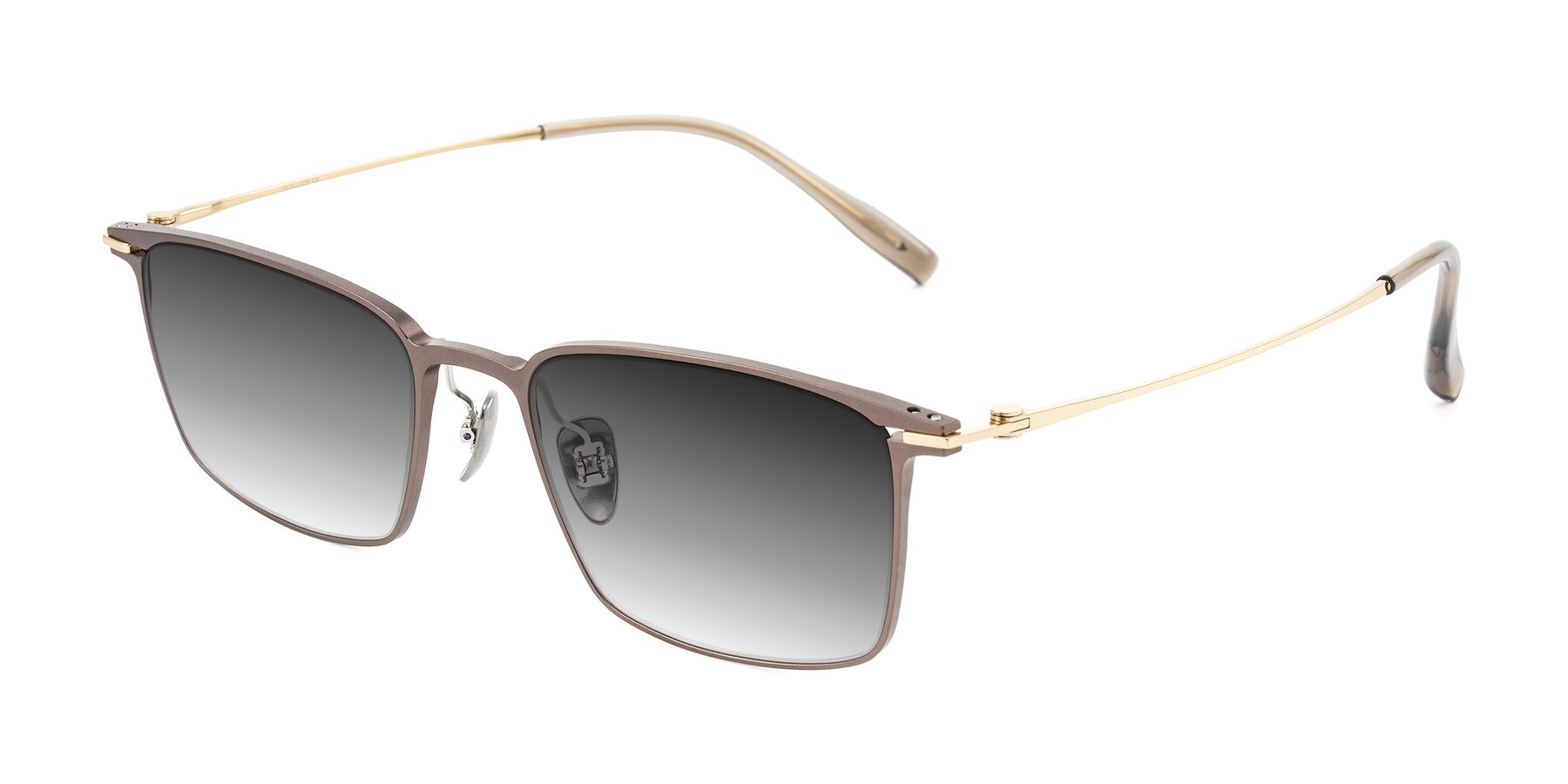 Angle of Ayla in Brown/Gold with Gray Gradient Lenses