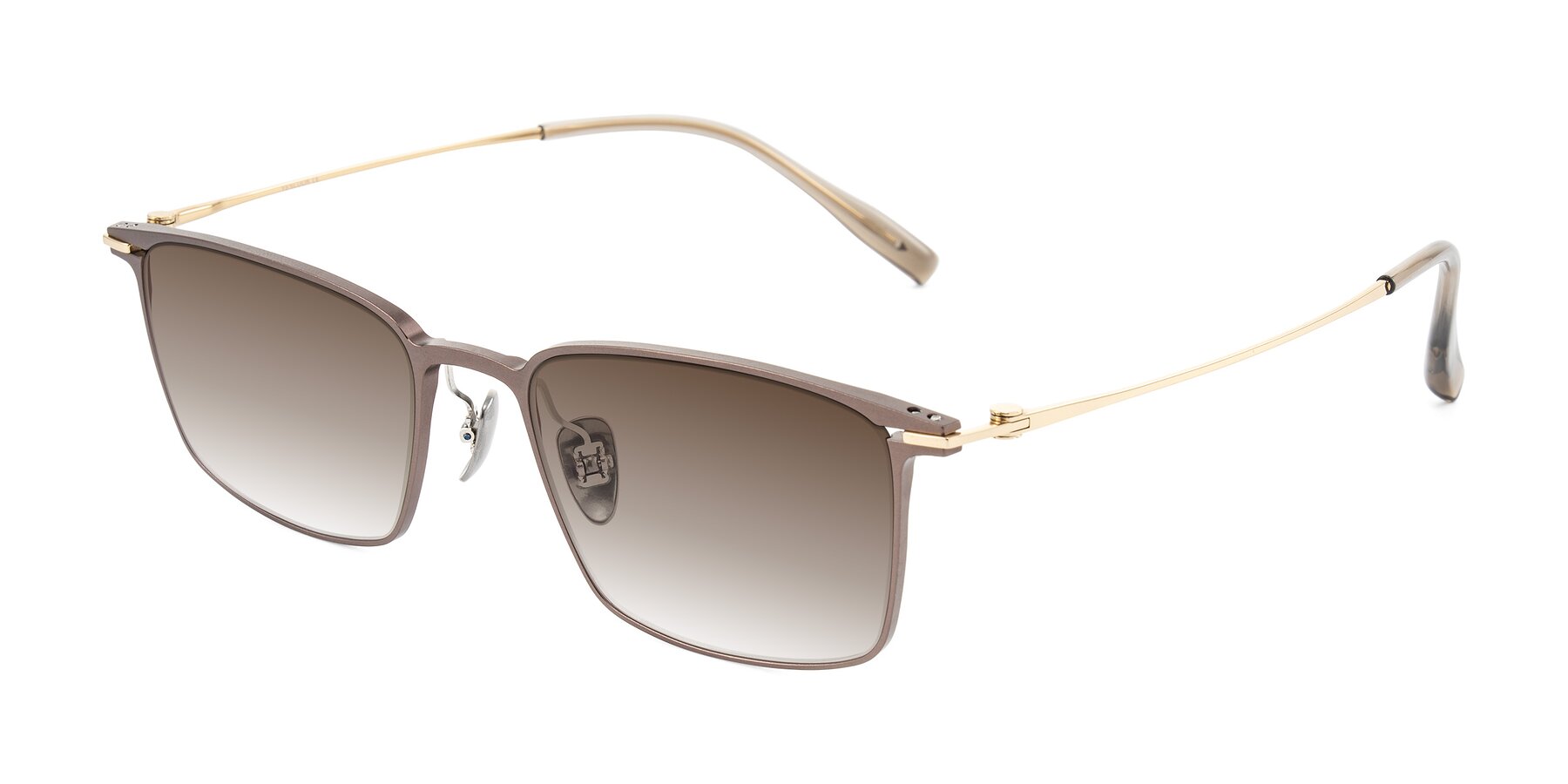 Angle of Ayla in Brown/Gold with Brown Gradient Lenses