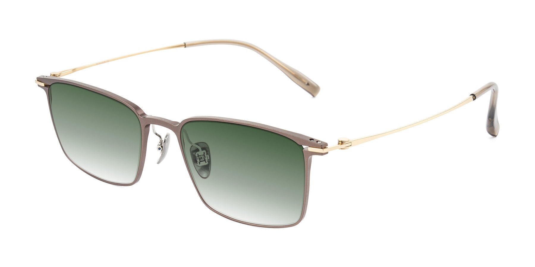 Angle of Ayla in Brown/Gold with Green Gradient Lenses