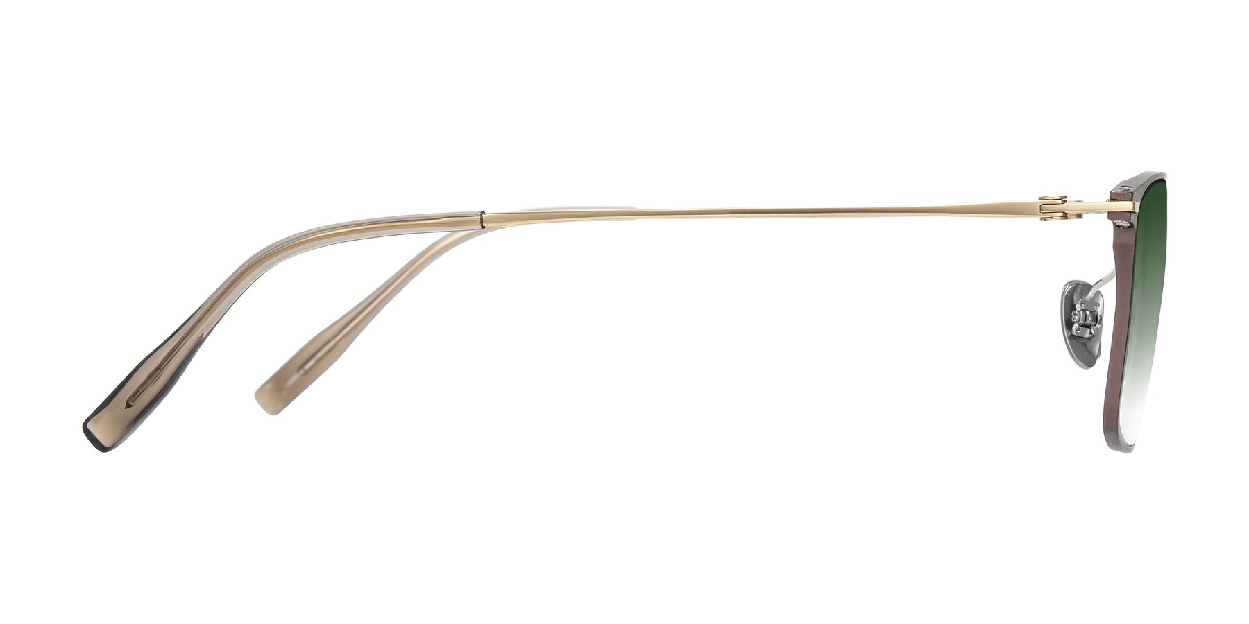 Side of Ayla in Brown/Gold with Green Gradient Lenses