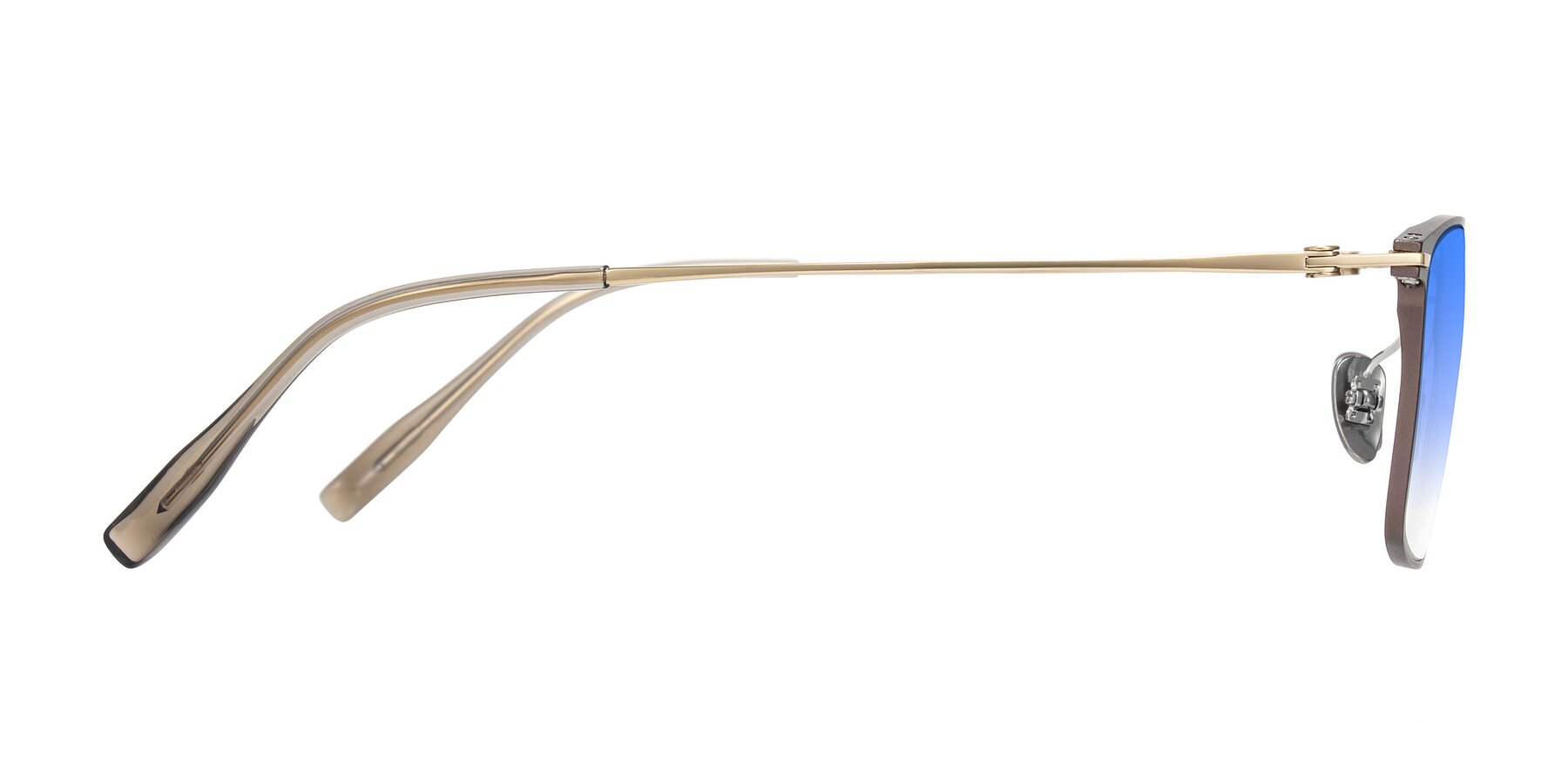 Side of Ayla in Brown/Gold with Blue Gradient Lenses