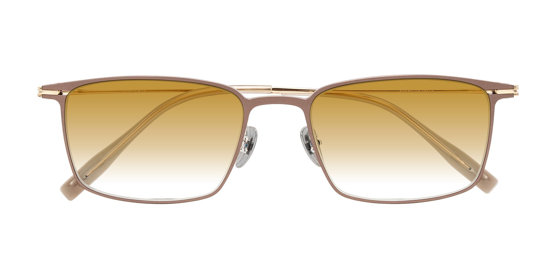 Folded Front of Ayla in Brown/Gold with Champagne Gradient Lenses
