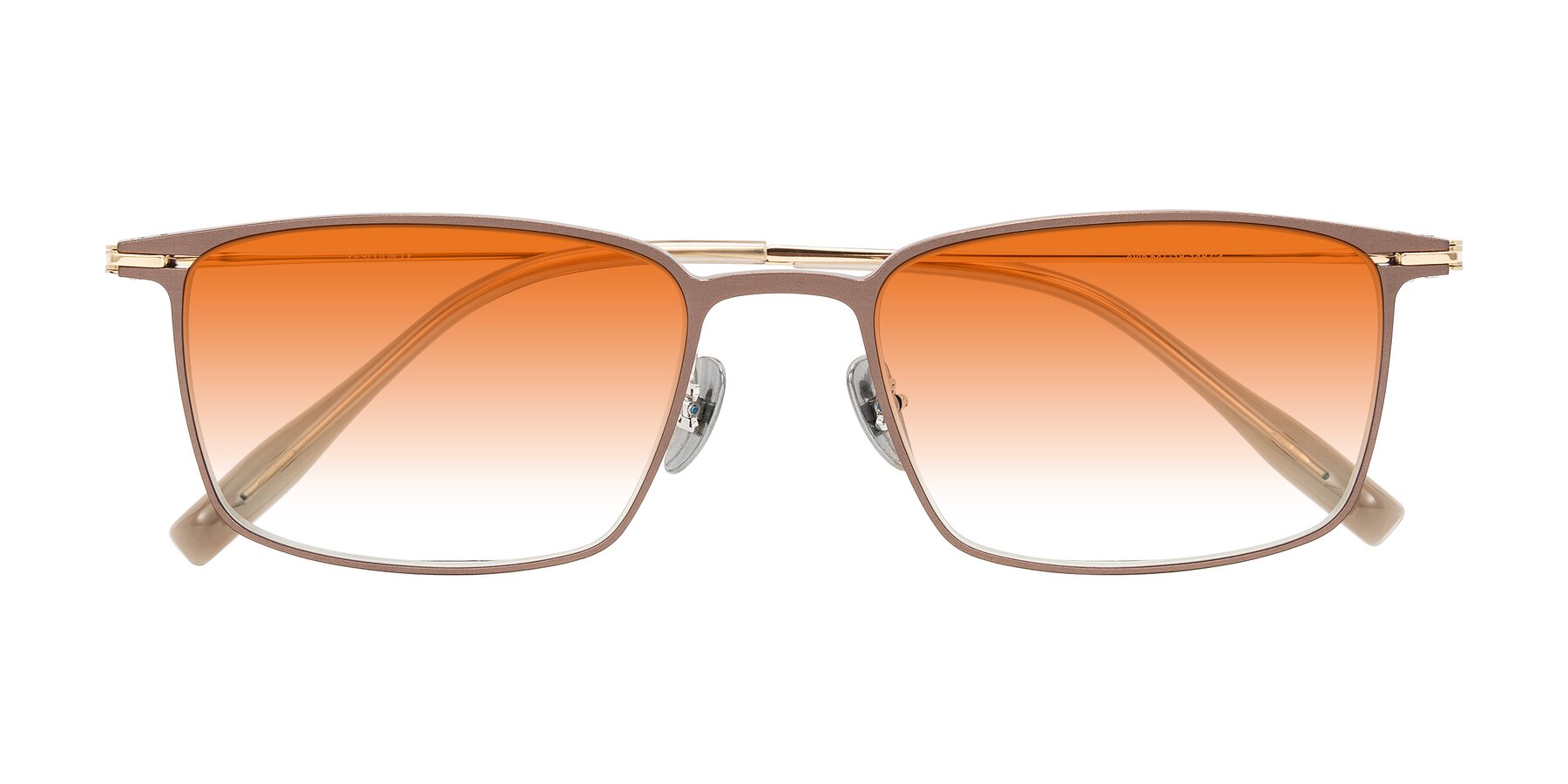 Folded Front of Ayla in Brown/Gold with Orange Gradient Lenses