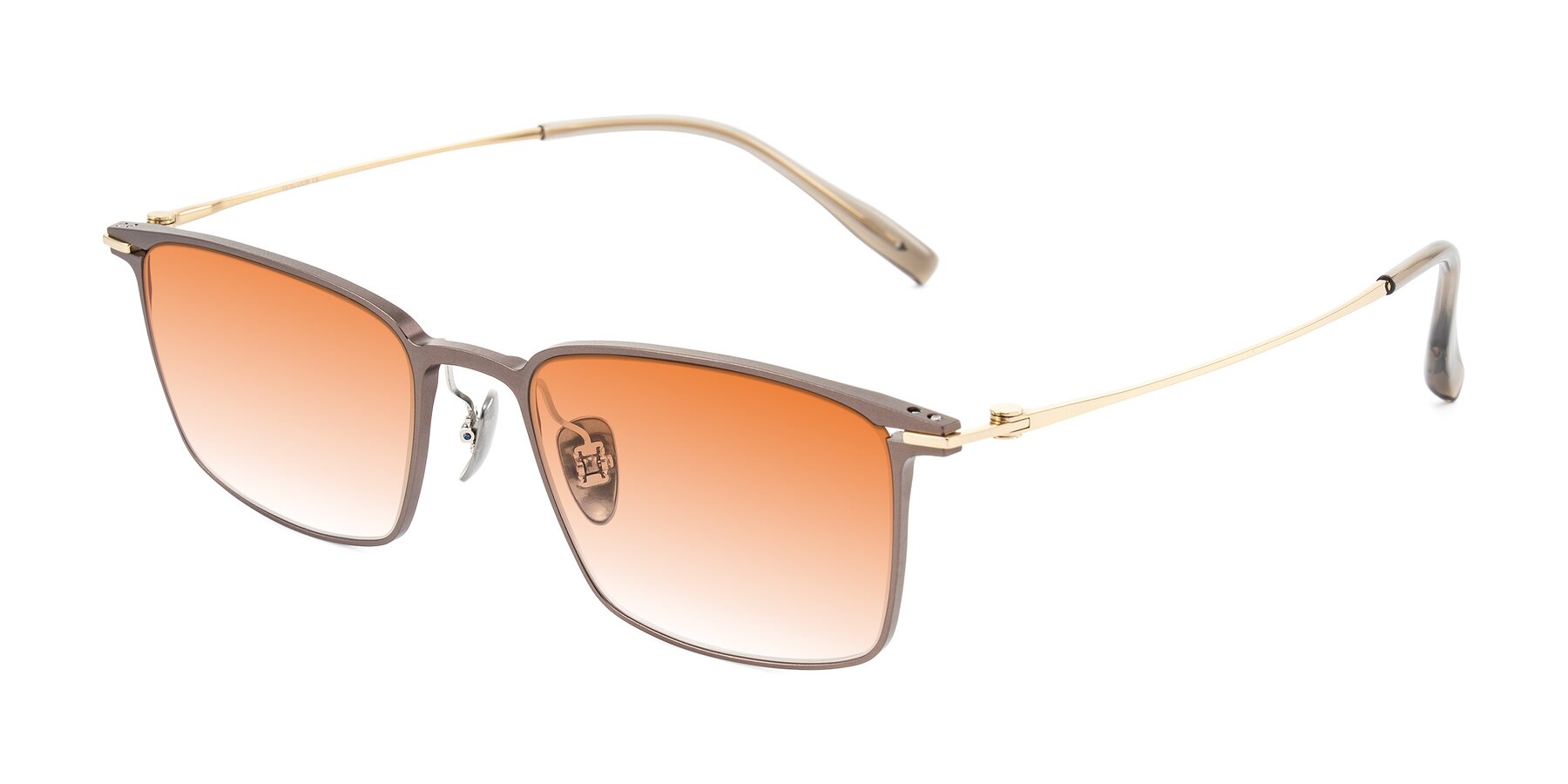Angle of Ayla in Brown/Gold with Orange Gradient Lenses