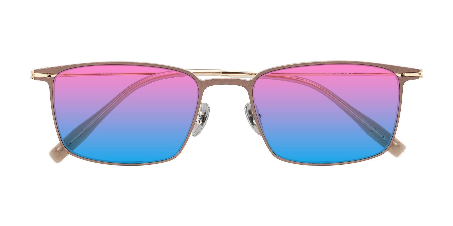 Folded Front of Ayla in Brown/Gold with Pink / Blue Gradient Lenses