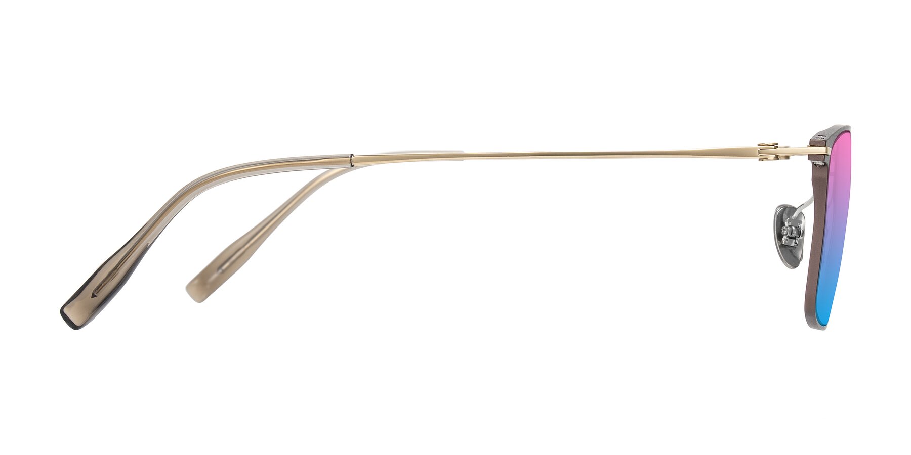 Side of Ayla in Brown/Gold with Pink / Blue Gradient Lenses