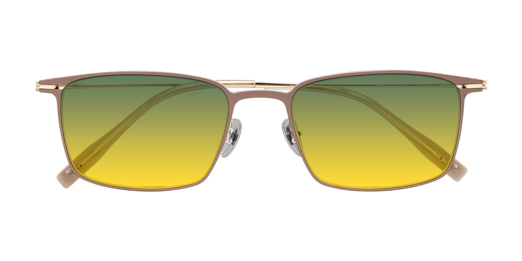 Folded Front of Ayla in Brown/Gold with Green / Yellow Gradient Lenses
