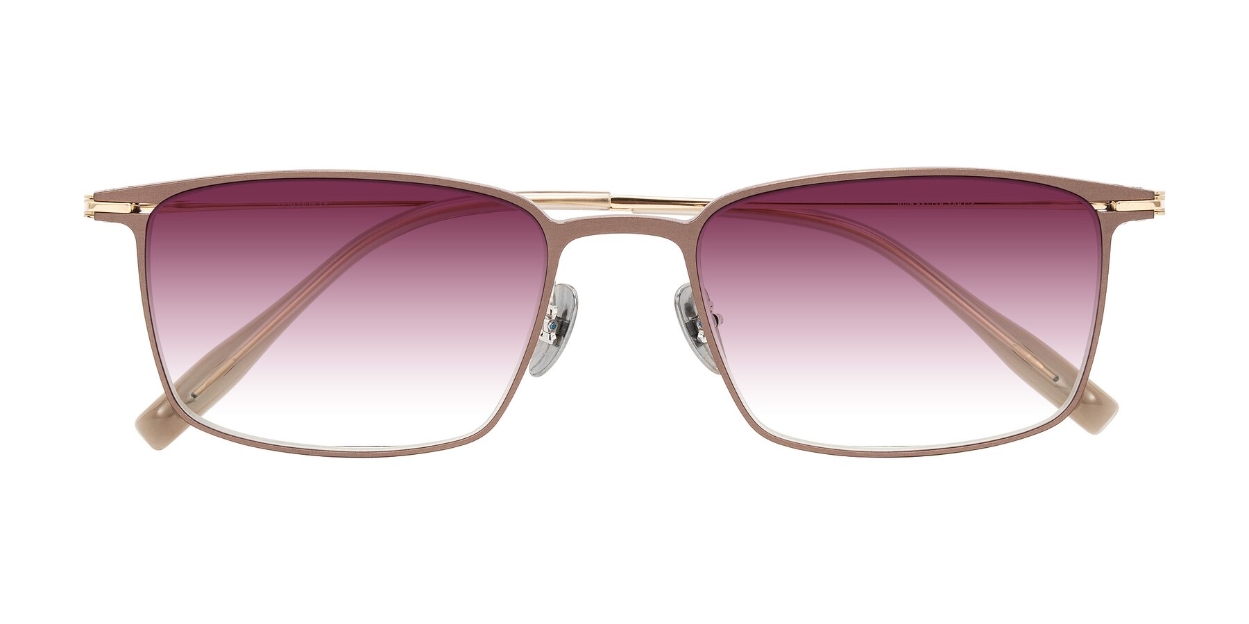 Folded Front of Ayla in Brown/Gold with Wine Gradient Lenses