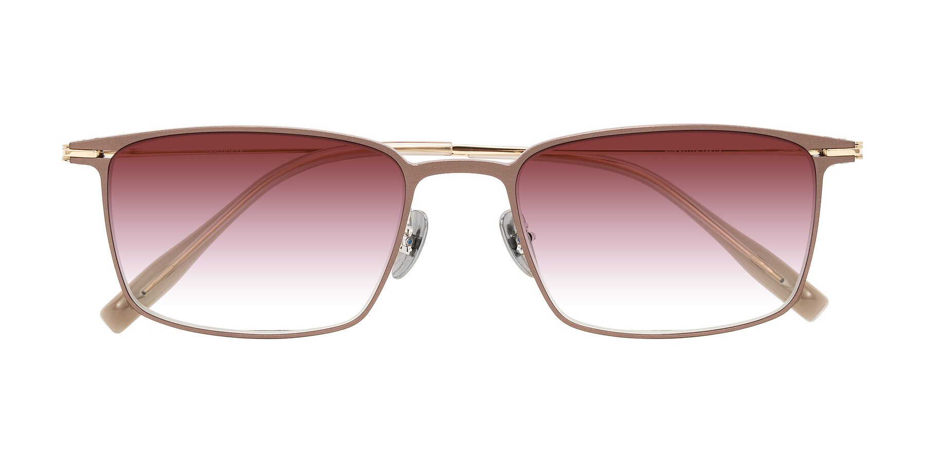 Folded Front of Ayla in Brown/Gold with Garnet Gradient Lenses
