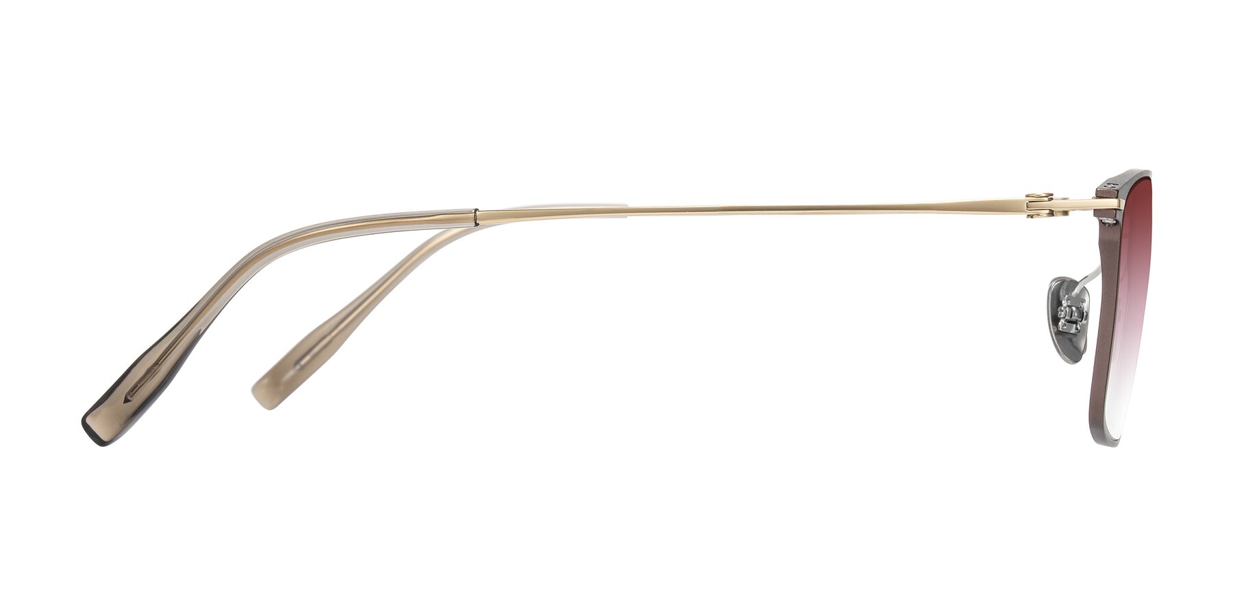 Side of Ayla in Brown/Gold with Garnet Gradient Lenses