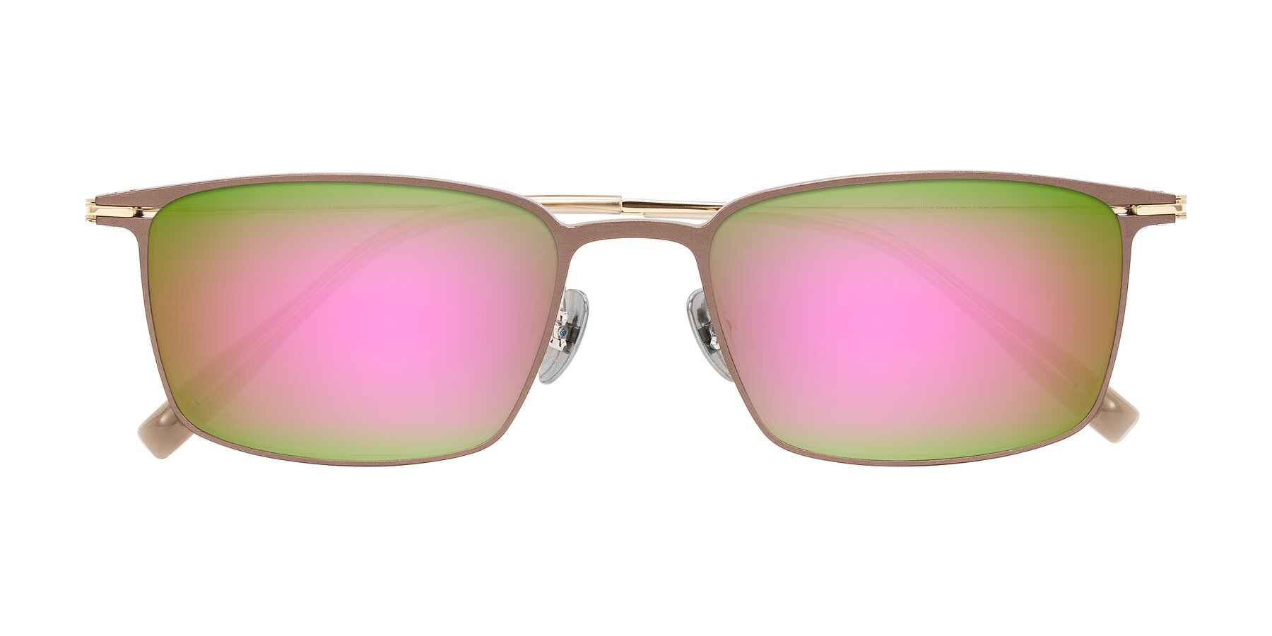 Folded Front of Ayla in Brown/Gold with Pink Mirrored Lenses