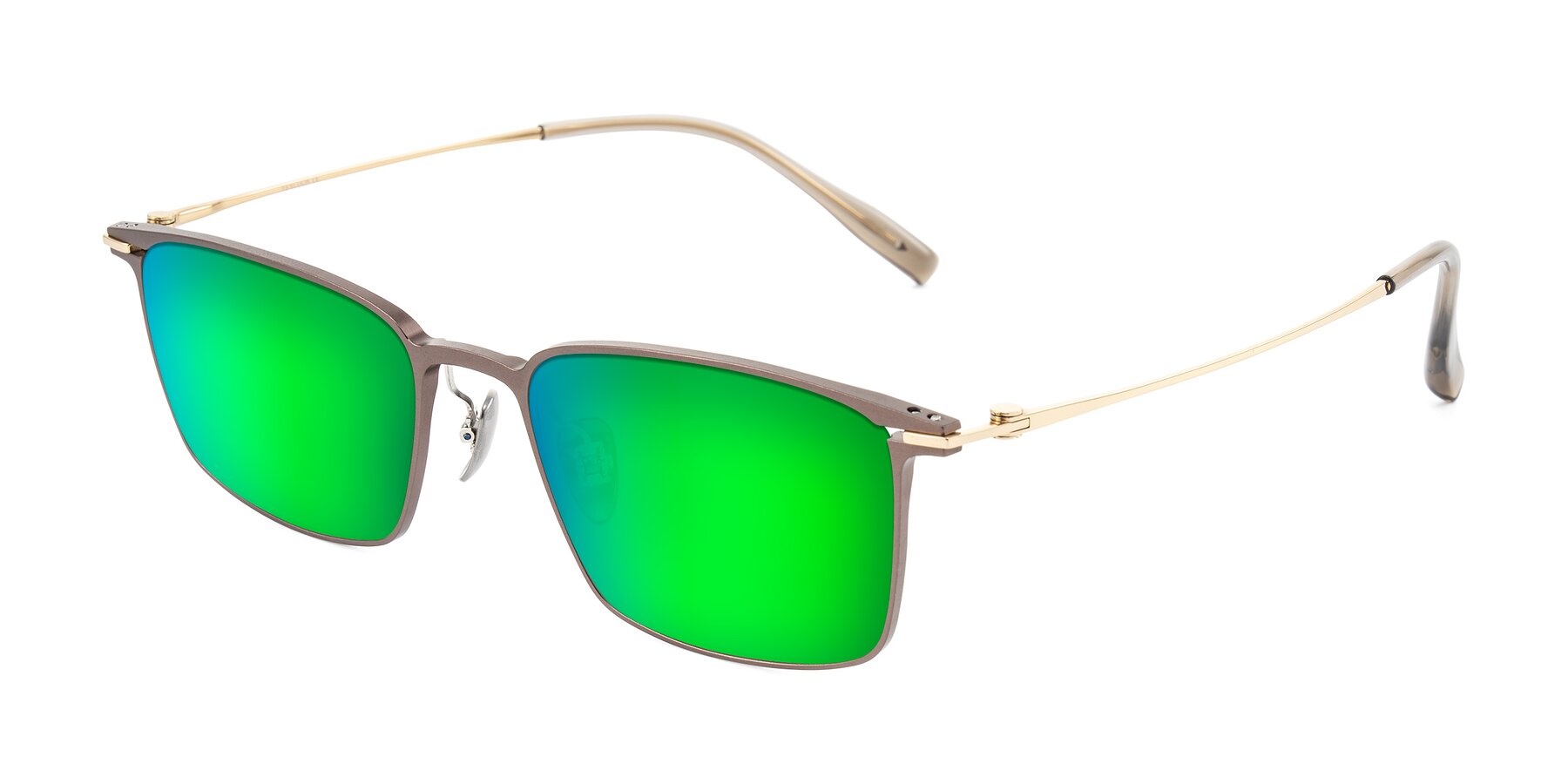 Angle of Ayla in Brown/Gold with Green Mirrored Lenses