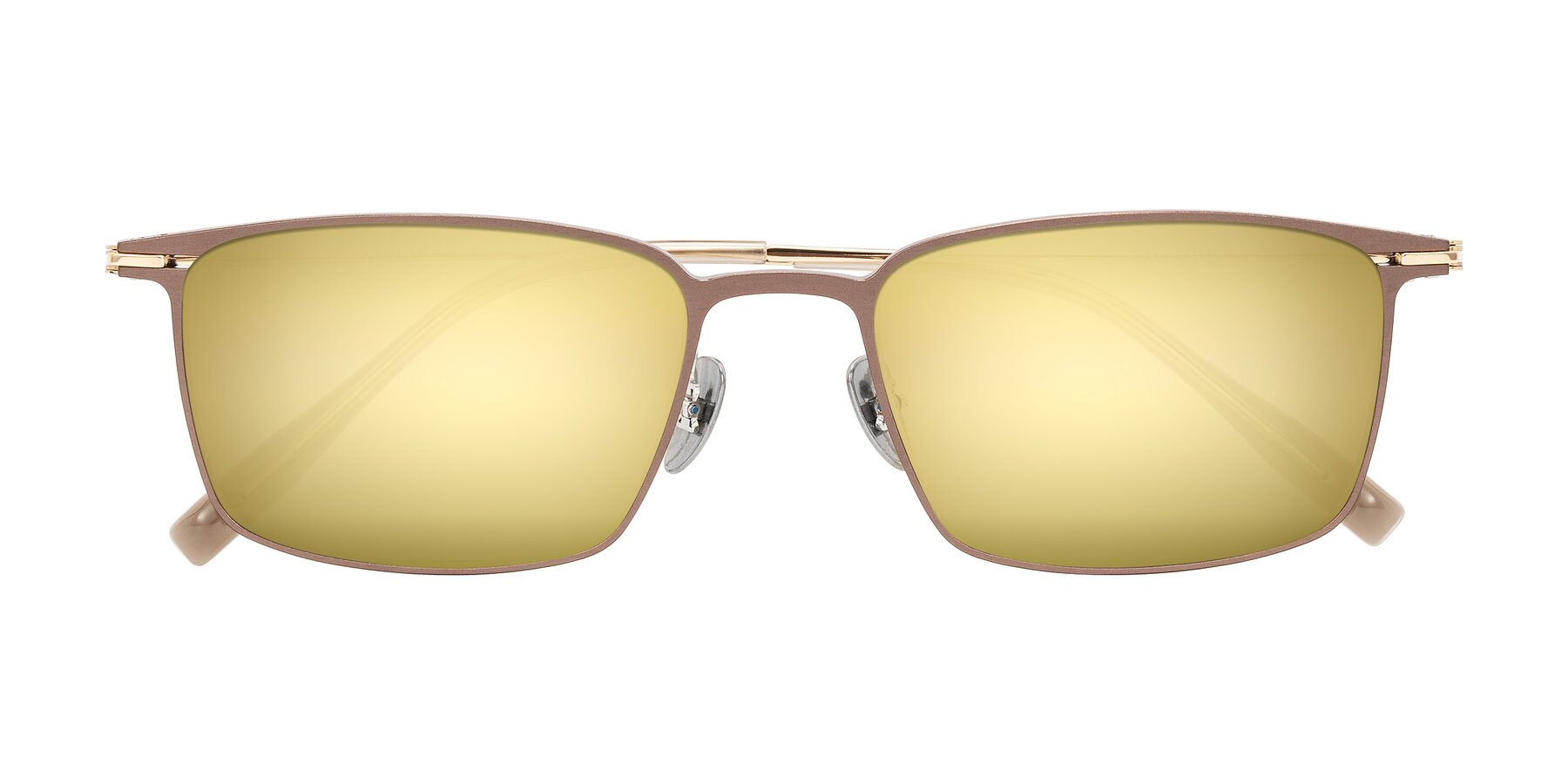 Folded Front of Ayla in Brown/Gold with Gold Mirrored Lenses
