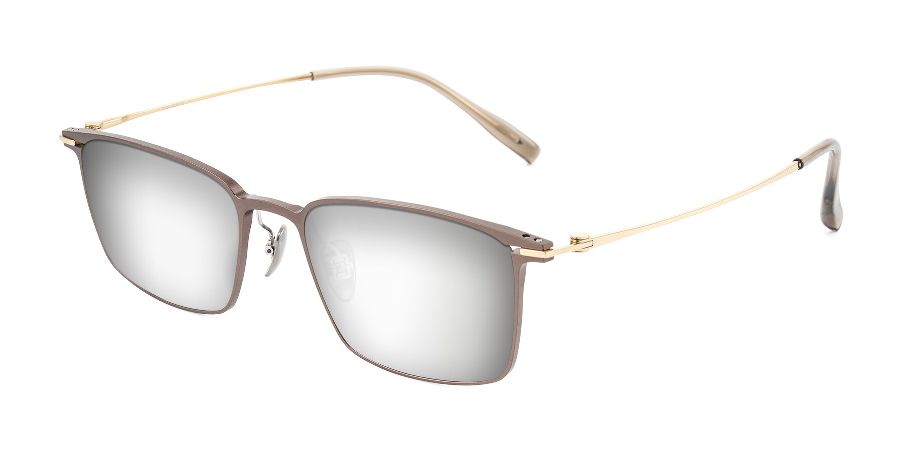 Angle of Ayla in Brown/Gold with Silver Mirrored Lenses