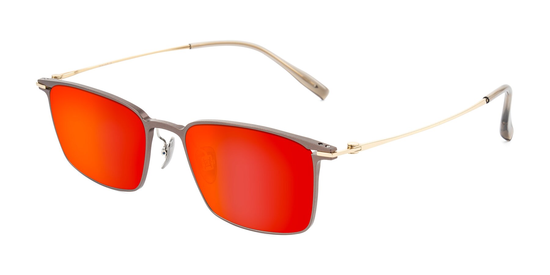 Angle of Ayla in Brown/Gold with Red Gold Mirrored Lenses