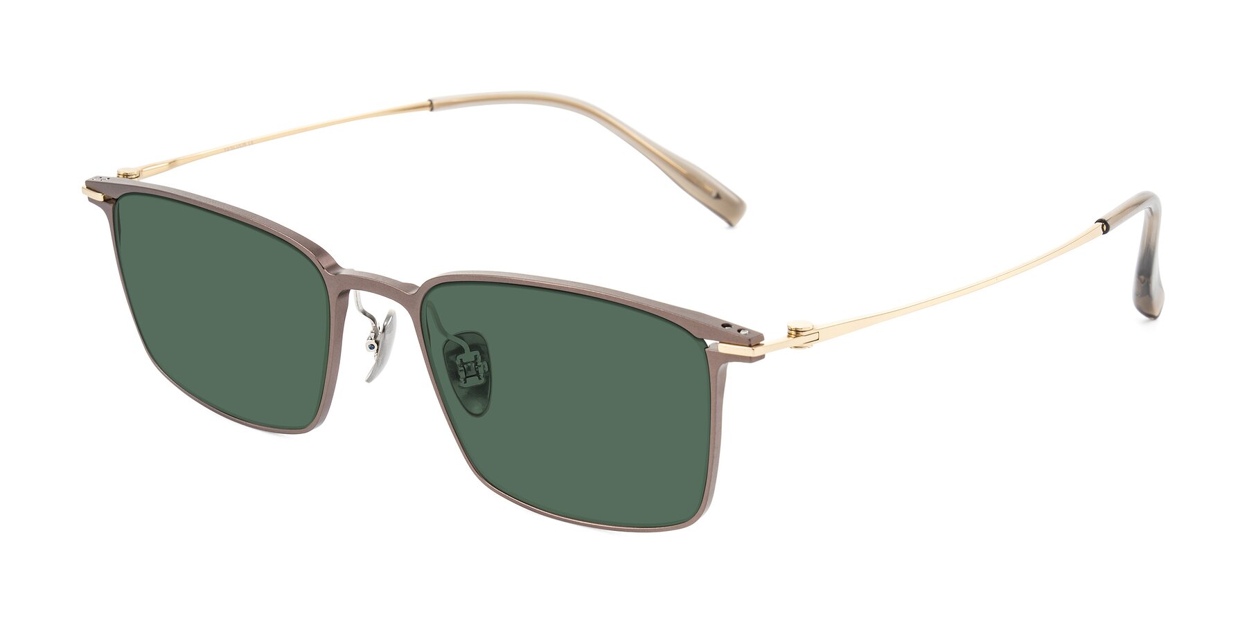 Angle of Ayla in Brown/Gold with Green Polarized Lenses