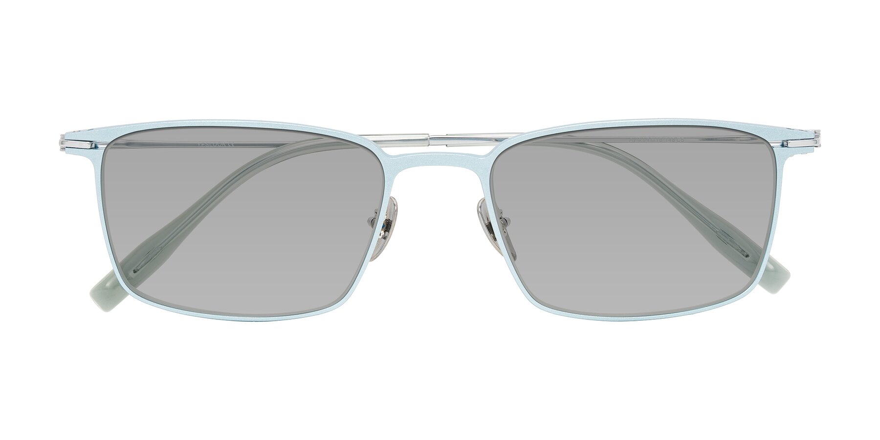 Folded Front of Ayla in Pastel Blue/Silver with Light Gray Tinted Lenses