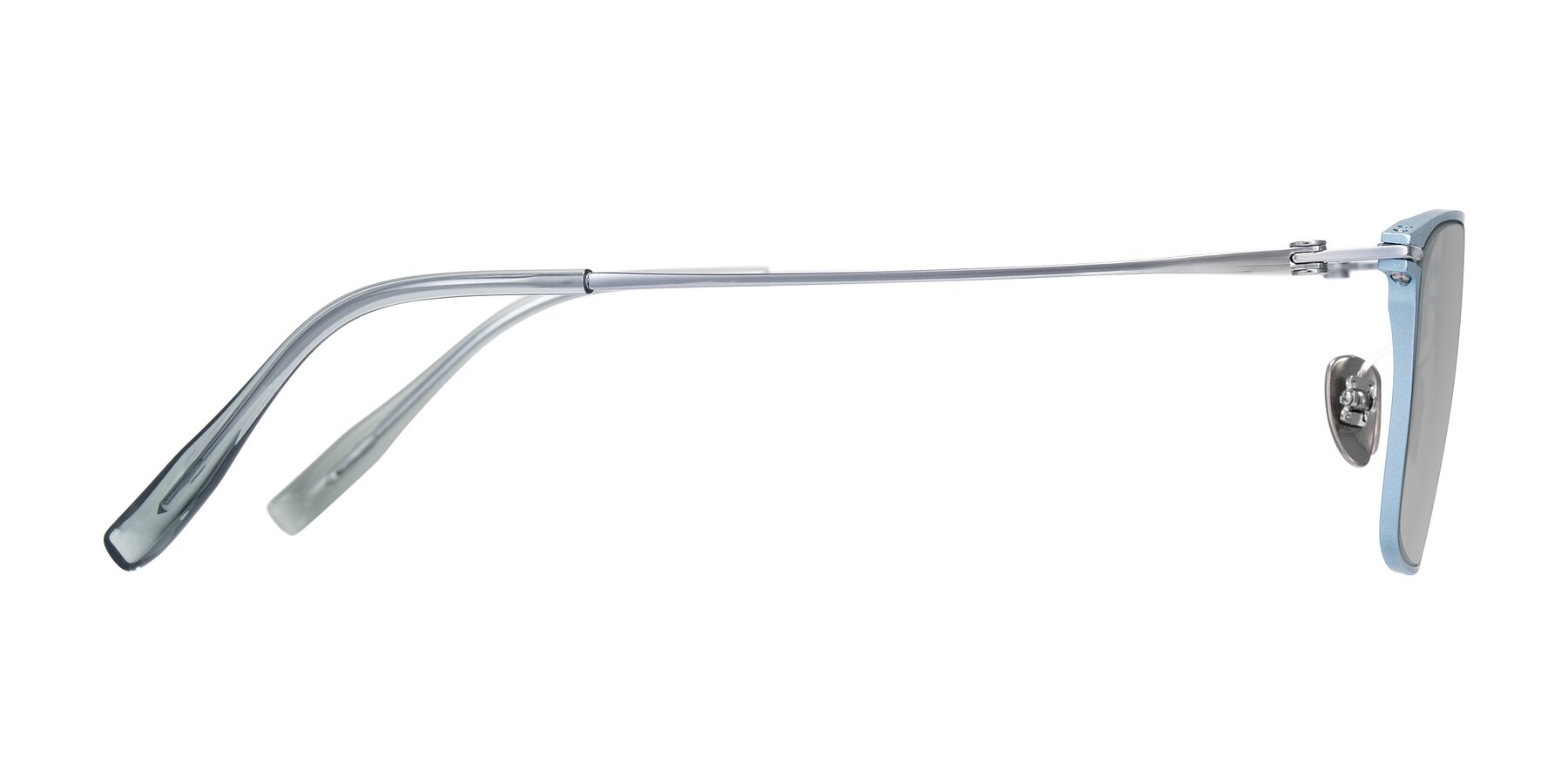 Side of Ayla in Pastel Blue/Silver with Light Gray Tinted Lenses