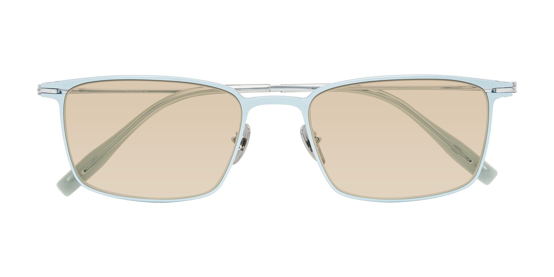 Folded Front of Ayla in Pastel Blue/Silver with Light Brown Tinted Lenses